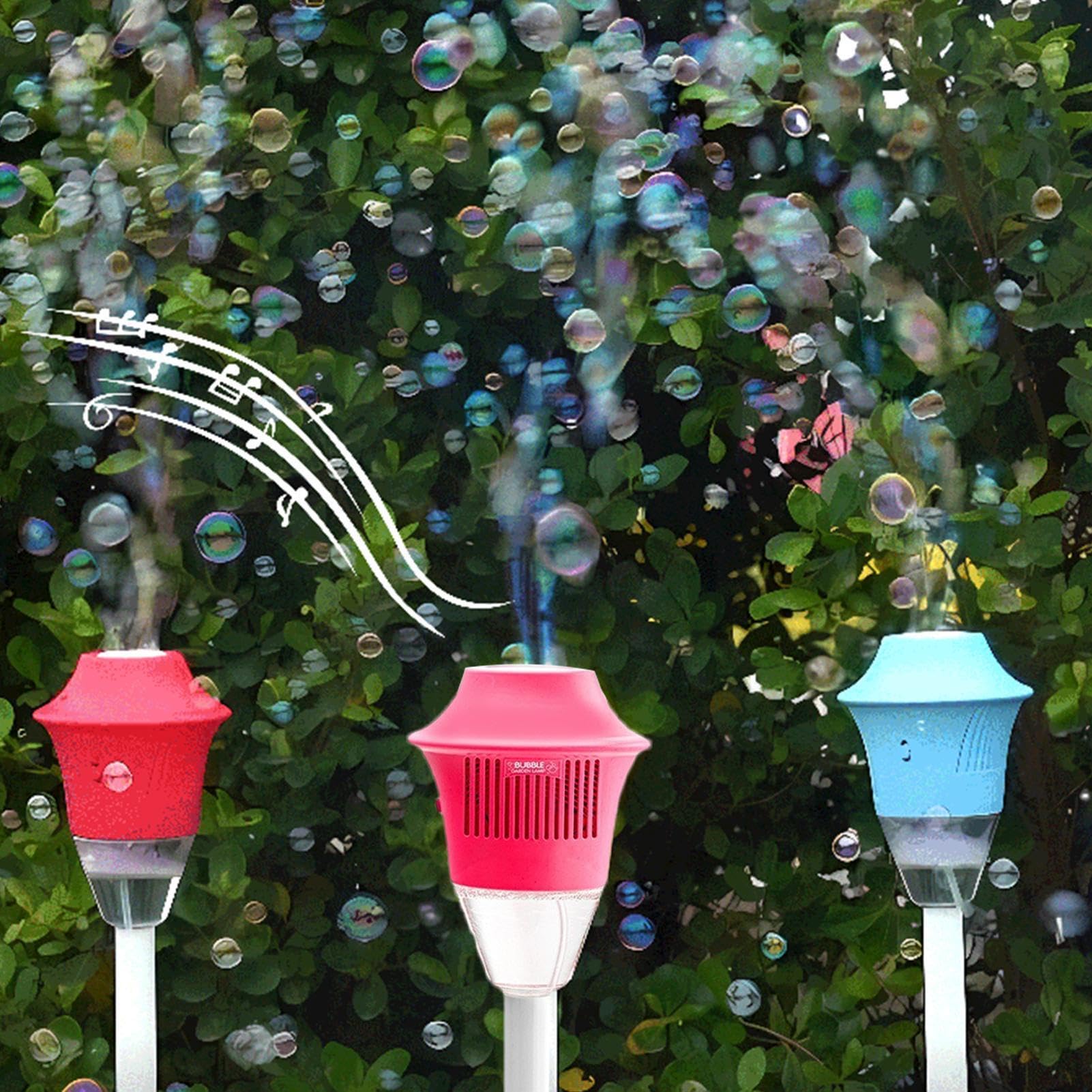 Máquina De Burbujas Vertical, Lámpara De Jardín Ajustable Con Función Automática, Máquina De Burbujas A Pilas Con Luces Para Reuniones Al Aire Libre