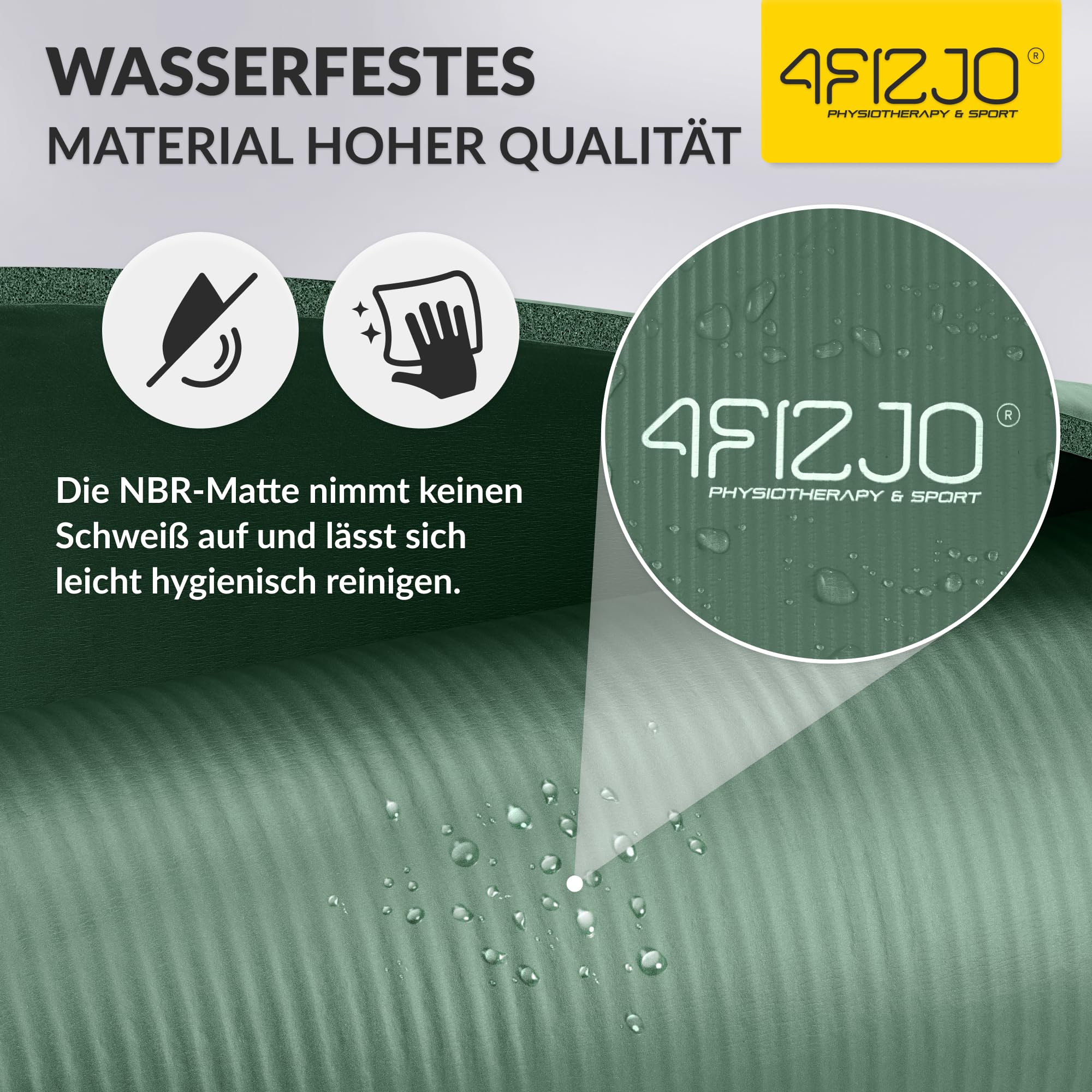 4FIZJO Fitnessmatte mit Tragegurt, Abm. 180x60 cm, NBR-Schaumstoff, Rutschfest, Komfort, In & Outdor, Pilatesmatte, Yoga Matte, Sportmatte, Gymnastikmatte, Trainingsmatte