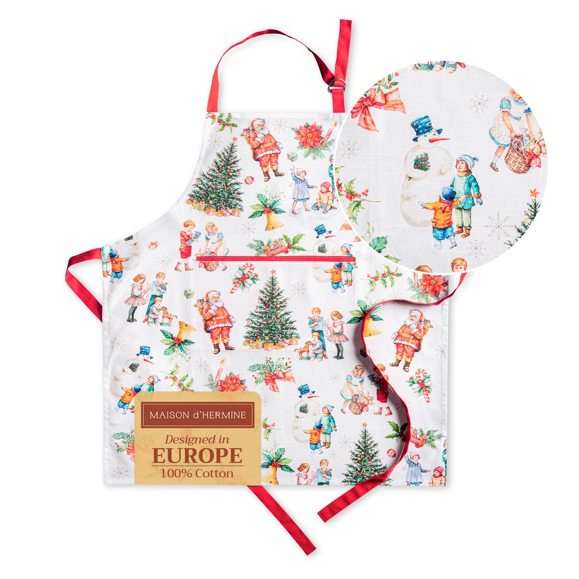 Maison d' Hermine Schürze, 100% Baumwolle, 1 Stück, verstellbarer Nackenriemen, Schürze mit Mitteltasche und langen Bändern für Damen, Herren, Koch
