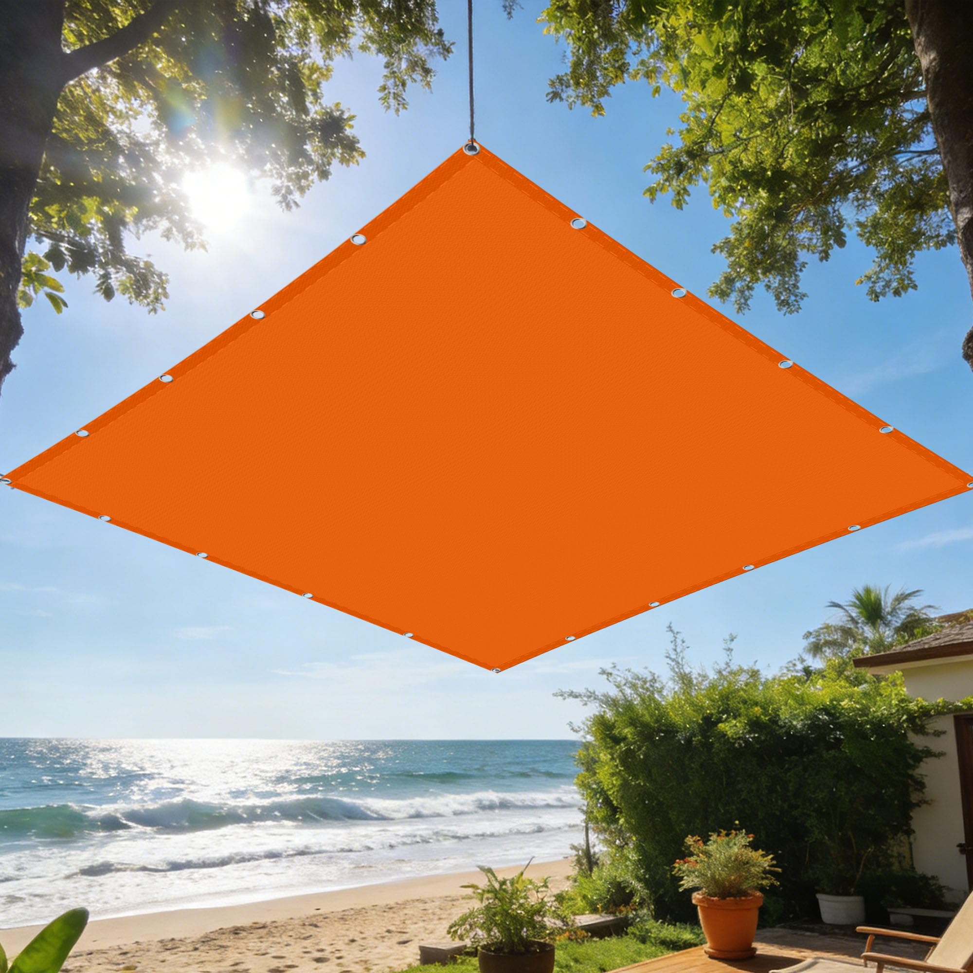 Voile d'ombrage 4x9 m orange lumineux pour sublimer le design extérieur