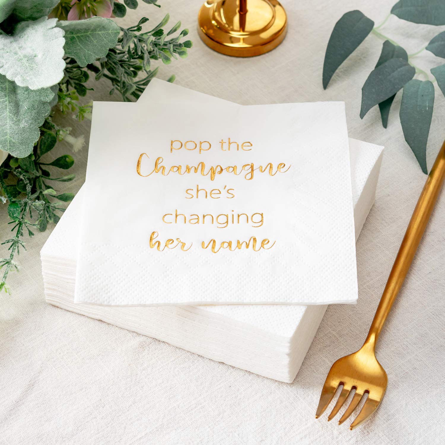 Gold Foil Cocktail Napkins - Bachelorette Party Decor -4