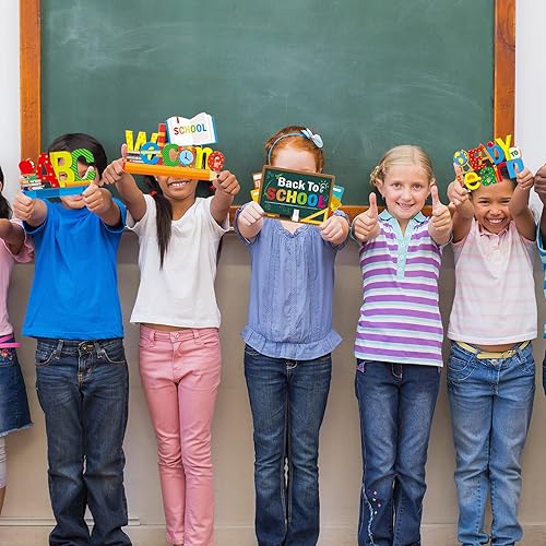 Miniatura 4 de 4 piezas de decoración de fiesta de regreso a clases, centros de mesa de madera listos para aprender, para la escuela, el aula, el hogar,