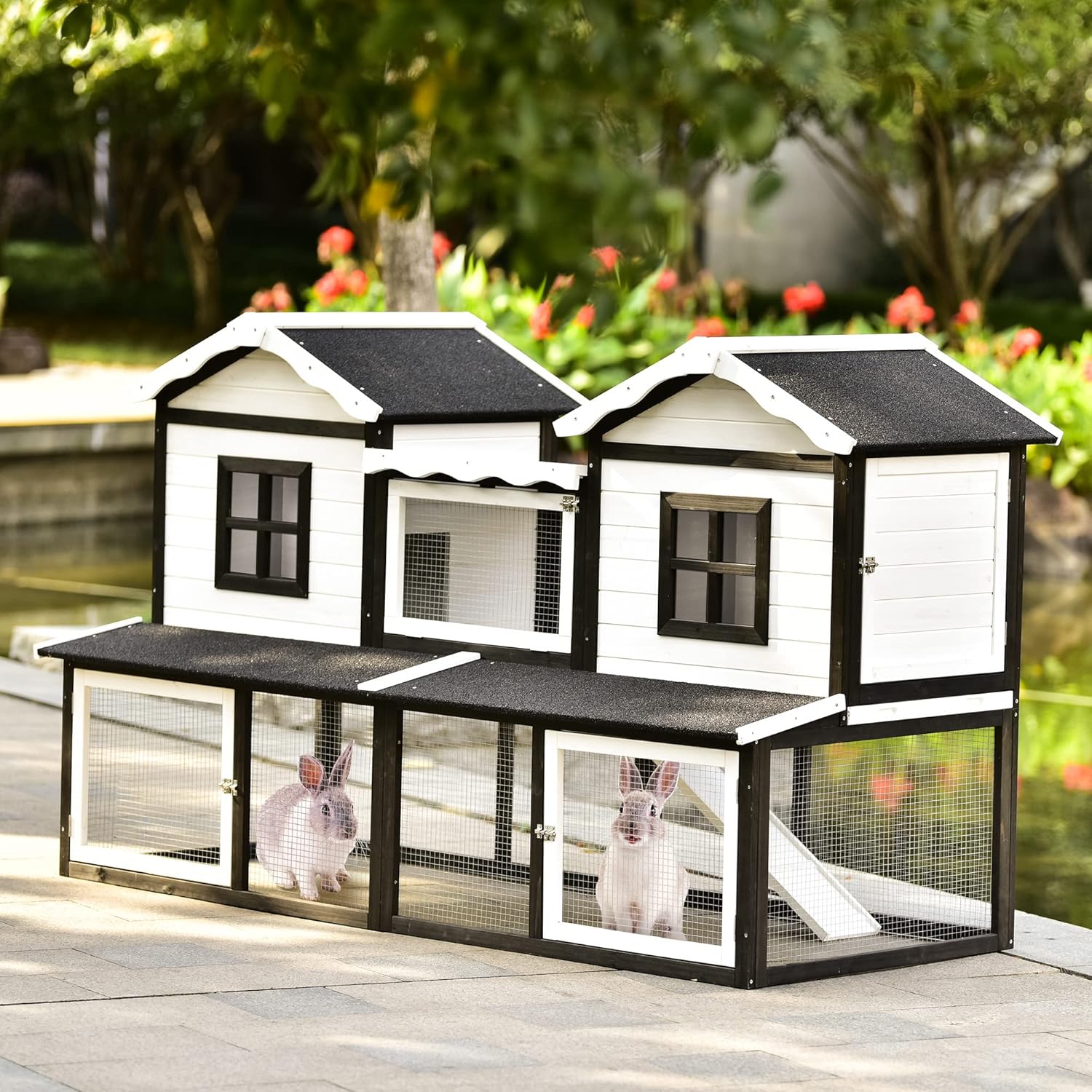 EMKK 80.3” Large Luxury Rabbit Hutch, Chicken Coop with