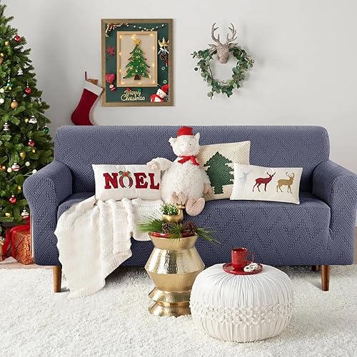 Miniatura 7 de Funda elástica para sofá de 1 pieza, funda para sofá de 3 cojines, antideslizante, universal, lavable, protector de muebles de jacquard suave con 2