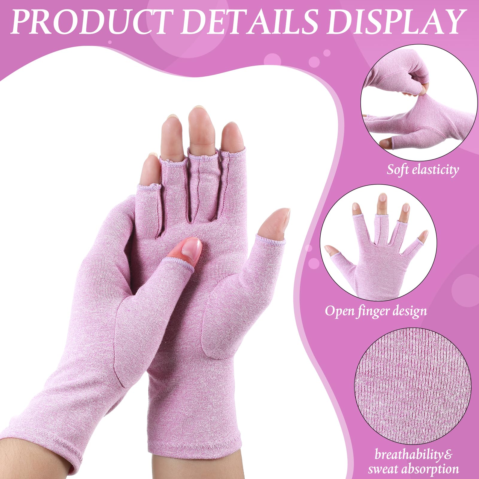 Crowye 6 paia di guanti a compressione per artrite alleviano il dolore muscolare guanti senza dita guanti da digitazione all'ingrosso per donne e uomini, Colorato, 7.9 x 15 cm