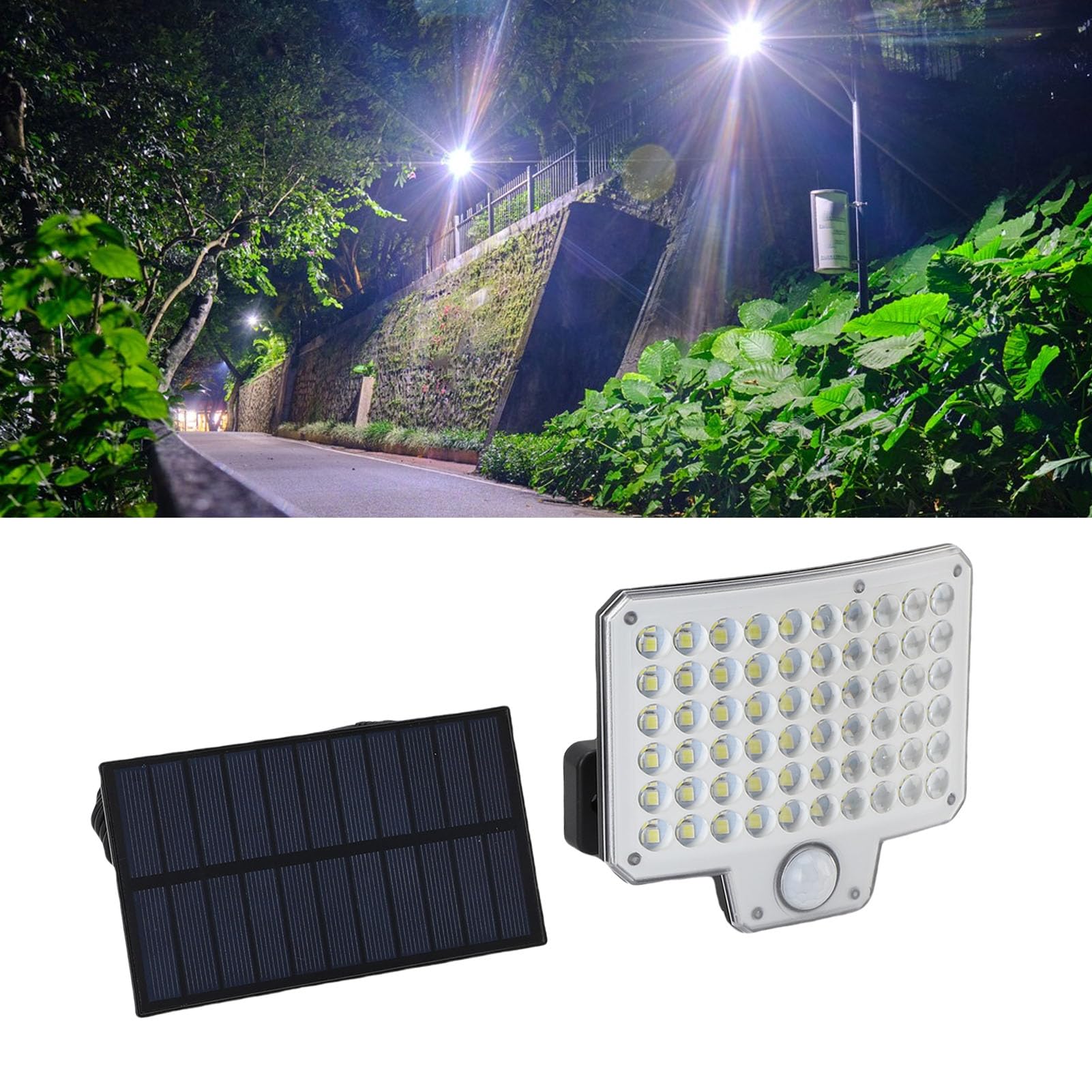 Fockety Lampes Solaires D'extérieur, 3 000 Lm, 240 LED, Détecteur de Mouvement, Télécommande, Applique Murale étanche IP65 pour Jardin, Clôture, Porte D'entrée, Terrasse, Jardin, Garage
