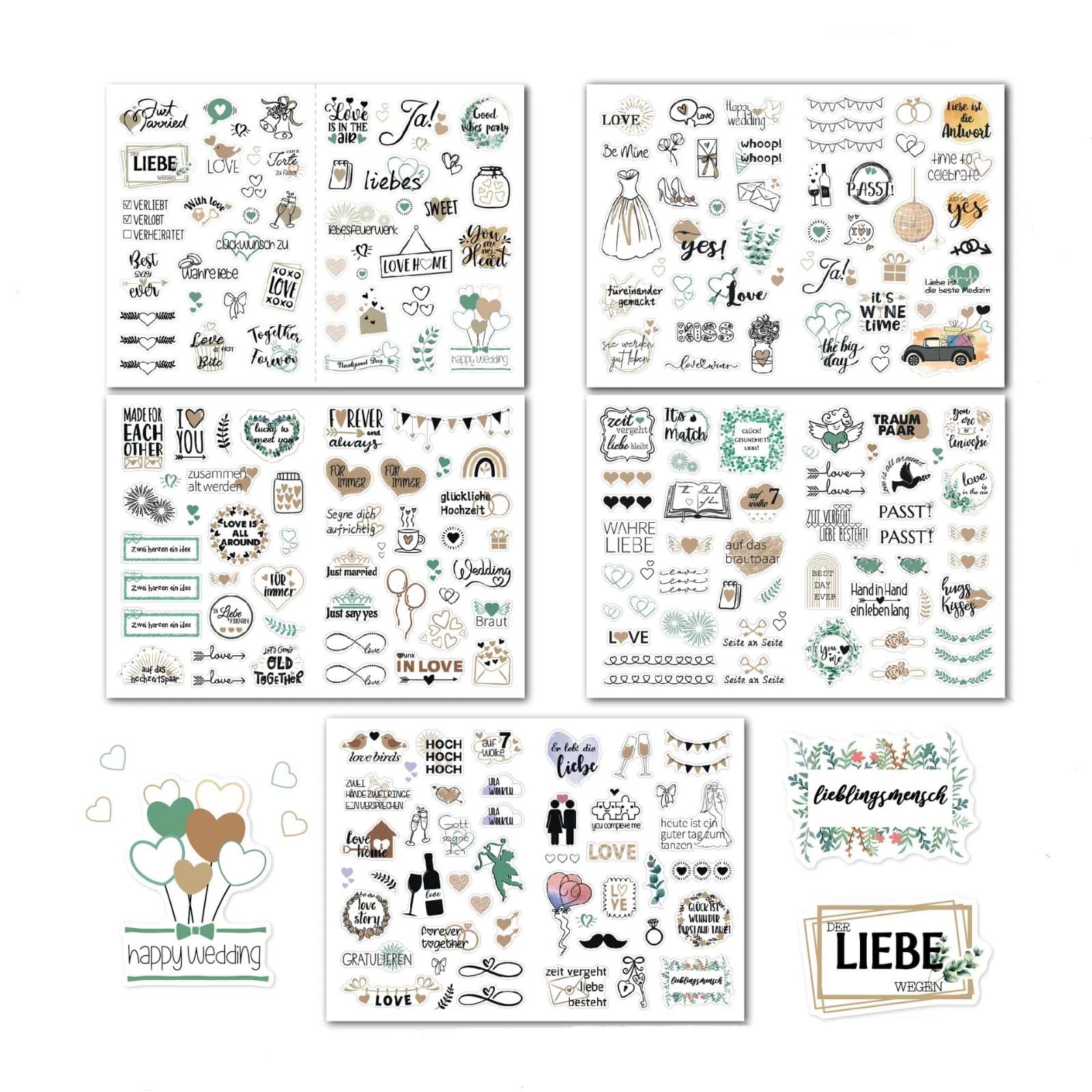 Levigo Pegatinas para álbumes de recortes de boda, pegatinas para álbumes de recortes de novia, 5 suministros para álbumes de recortes de boda