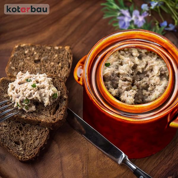 KOTARBAU® Pot de fermentation, 1,8 l, marron en grès cérame avec couvercle hermétique, concombre, cocotte en céramique avec gouttière, récipient en grès cérame - 2