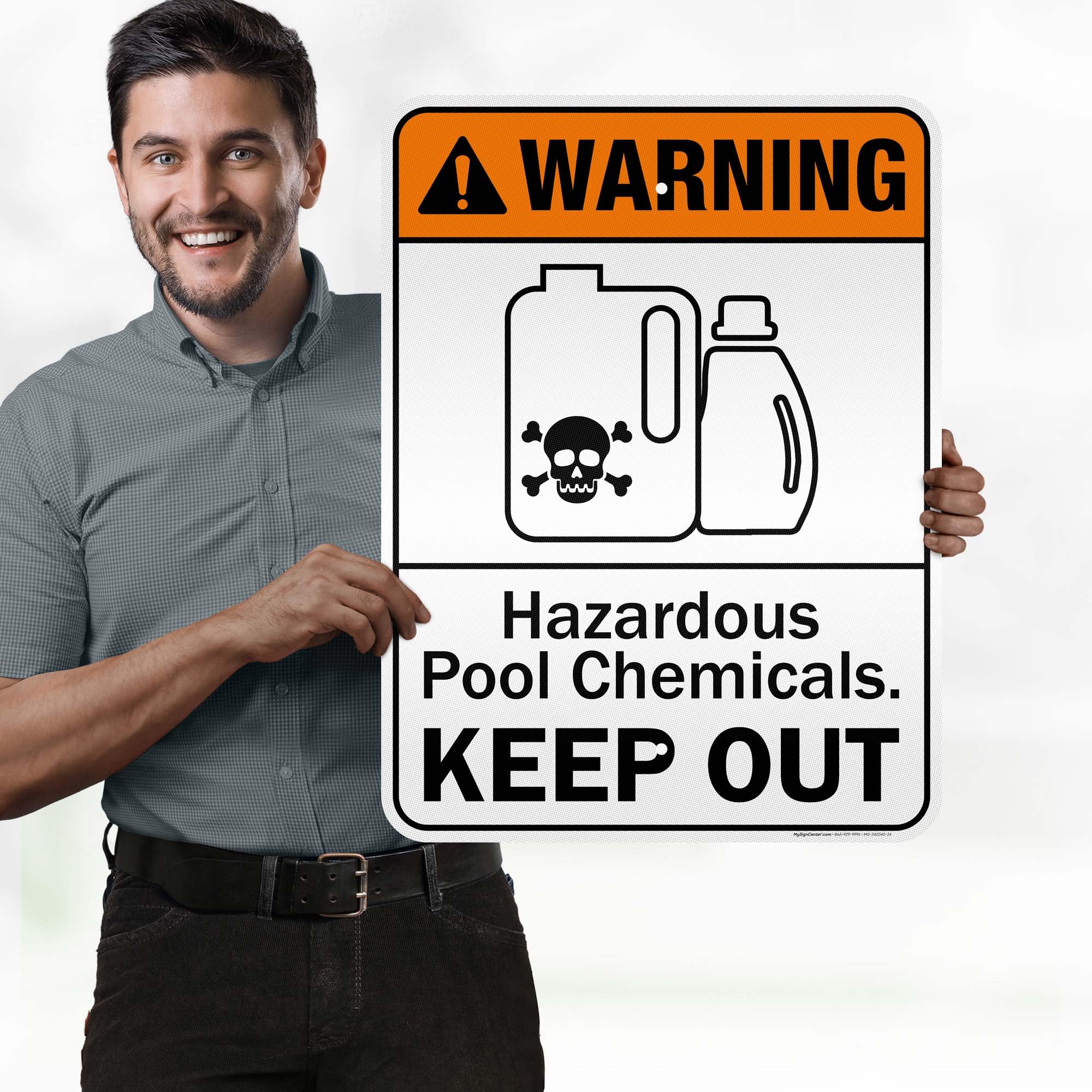 Keep Out 10x14 InchesHazardous Pool Chemicals Pool Sign, 18x24 Inches, 3M EGP Reflective .080 Aluminum, Fade Resistant, Made in USA by My Sign Center