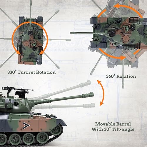 Miniatura 3 de Tanque RC 118, 2.4Ghz US M60 modelo de tanque de control remoto, tanque militar de batalla de 15 canales con humo, sonido ligero e interruptor de