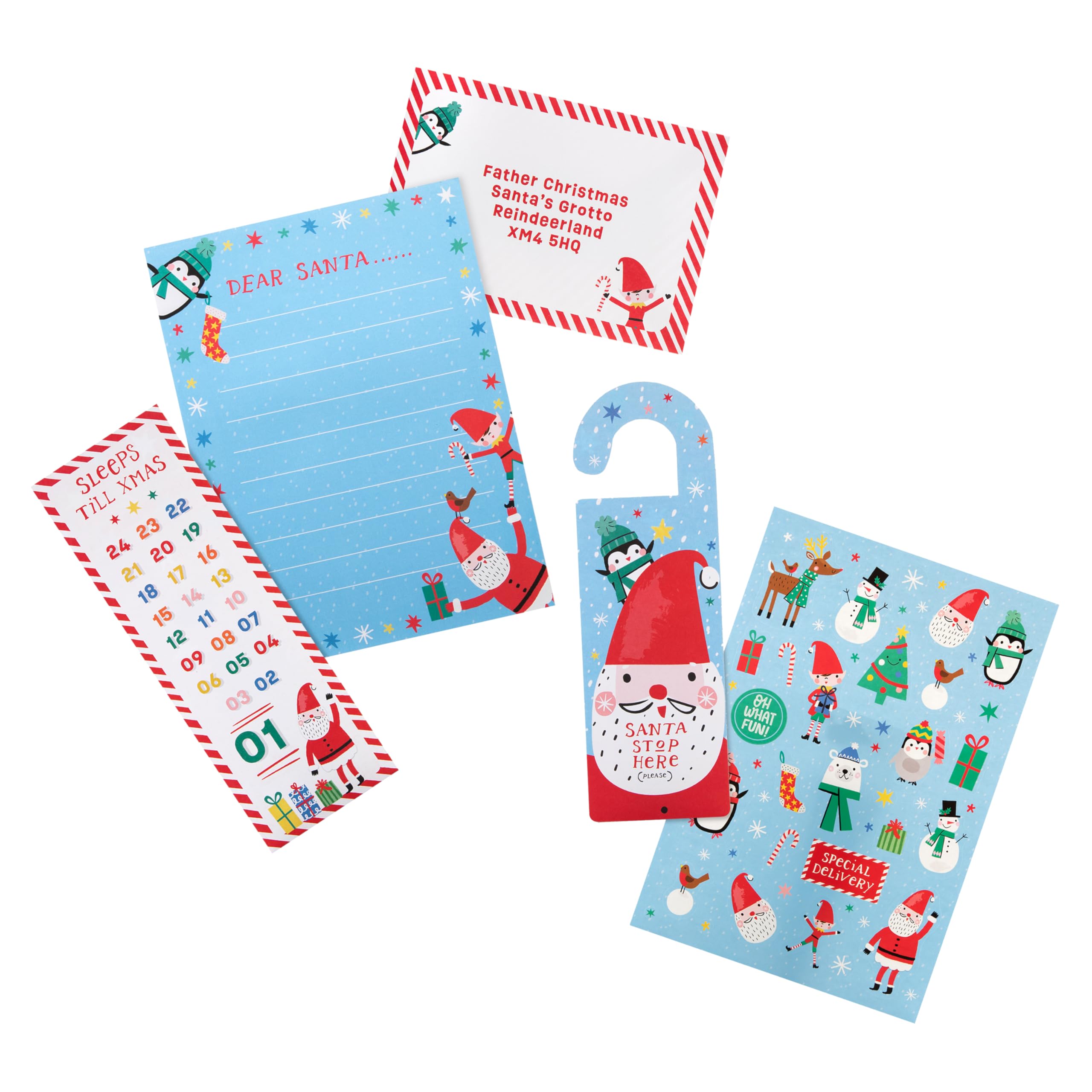 Hallmark Letter to Santa Kit, Christmas Writing Set, Includes Festive Message Template, Stickers, Envelope, Door Hanger & Countdown