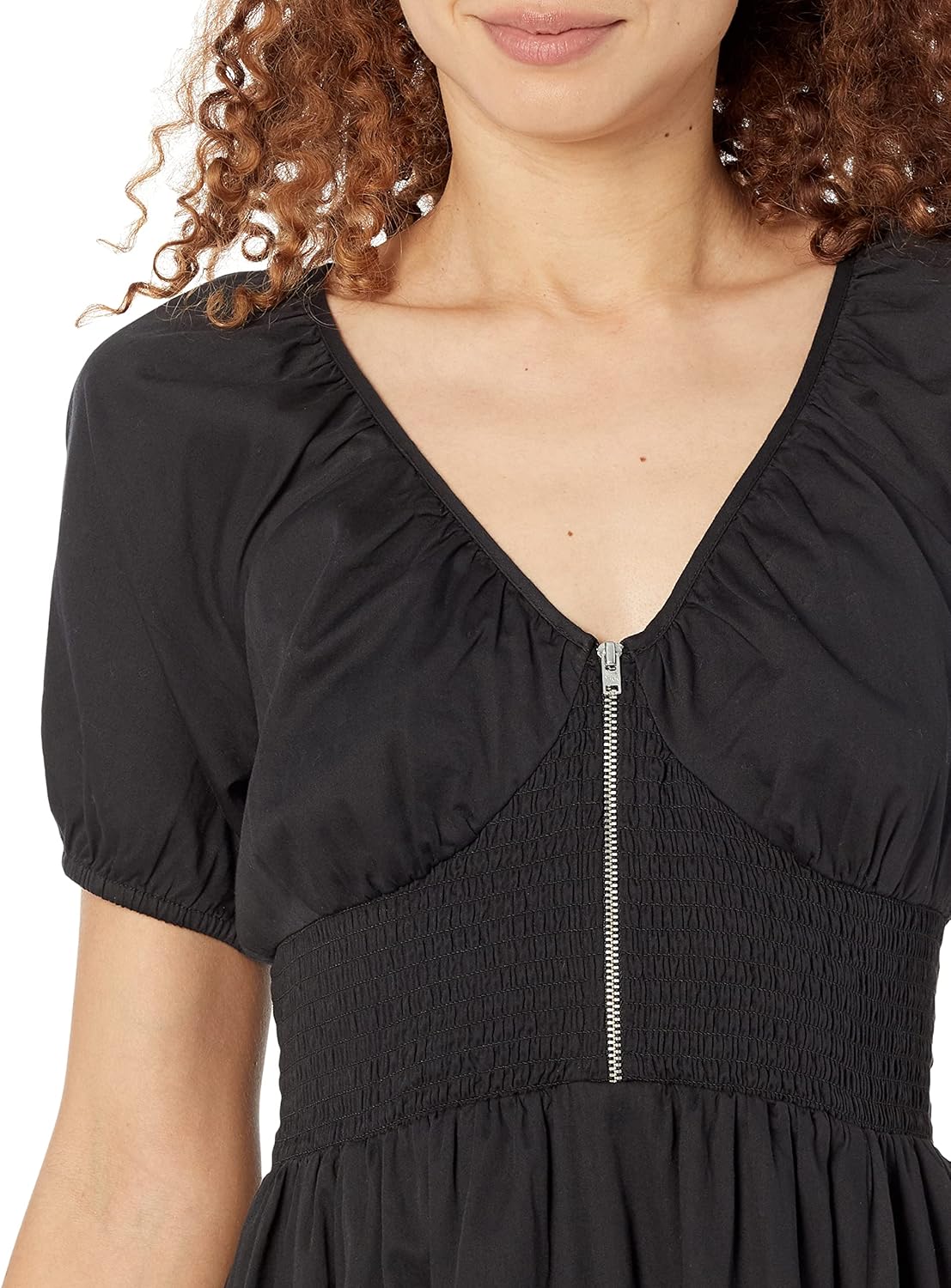 The Drop Womens Daksha Cotton Smocked Zipper Detail Dress - Image 3