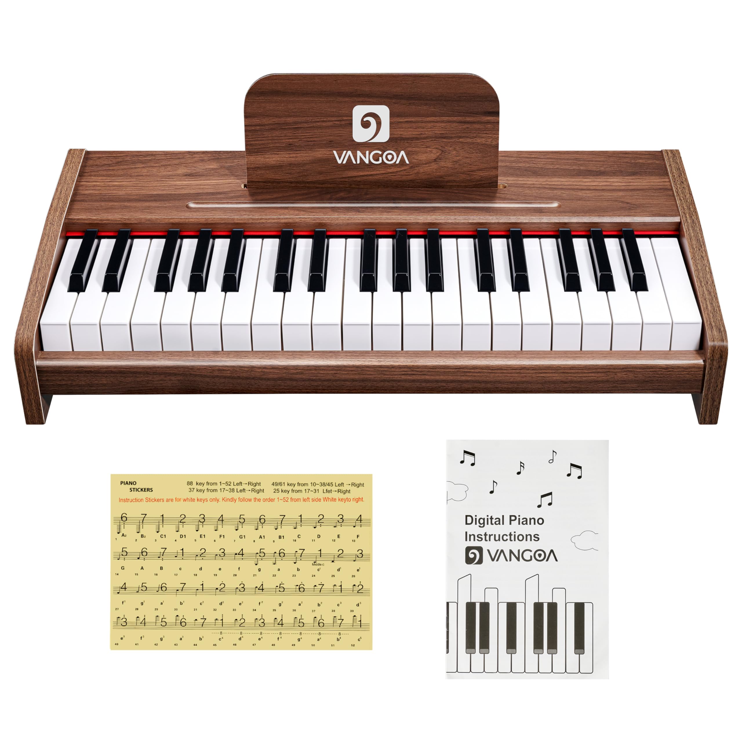 vangoa kids piano keyboard, 37 keys portable piano for kids, music educational instrument, wood for girls and boys
