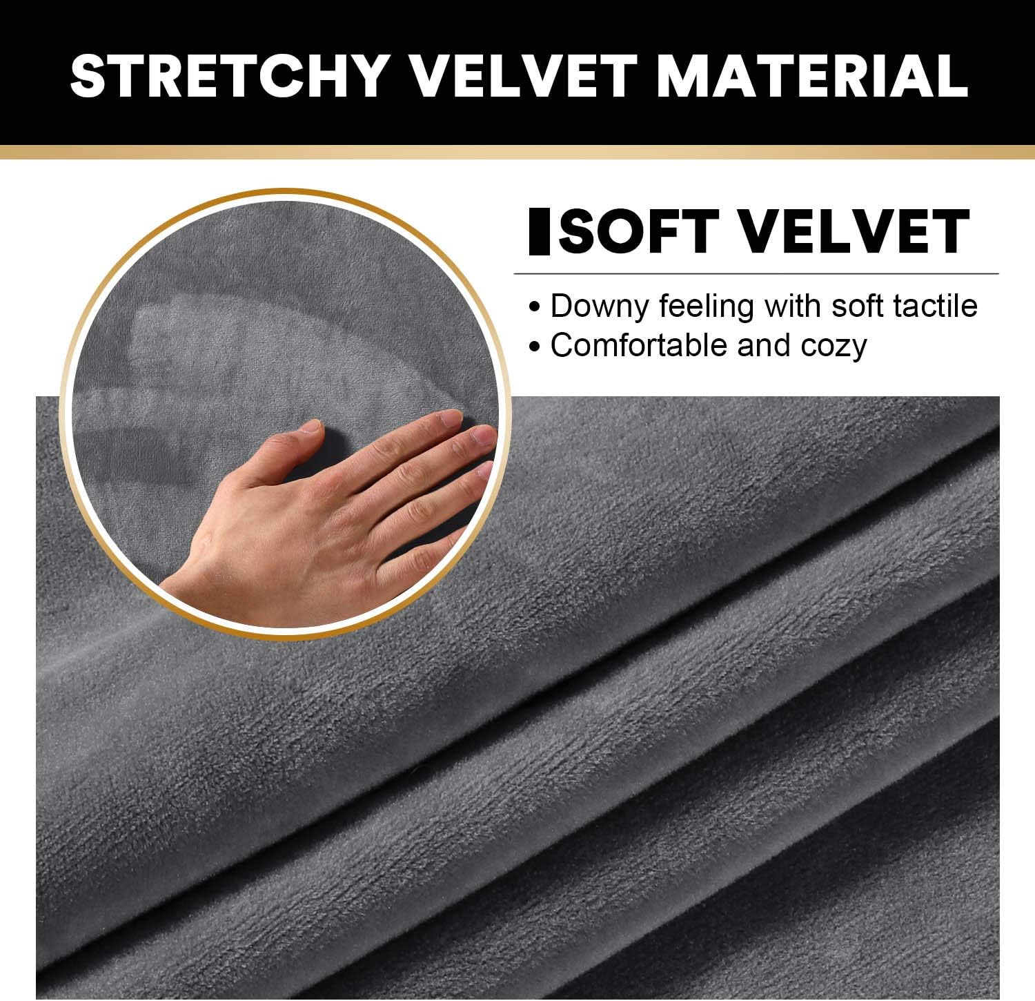 PrinceDeco Real Velvet Plush Ottoman Cover Soft Rectangle Folding Storage Covers Furniture Protector Removable Footstool Protect Footrest Covers Elastic Bottom(X-Large, Grey)