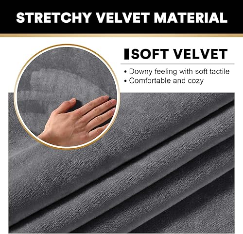 Miniatura 2 de PrinceDeco Funda otomana de felpa de terciopelo real, fundas de almacenamiento plegables y rectangulares suaves, protector de muebles, reposapiés