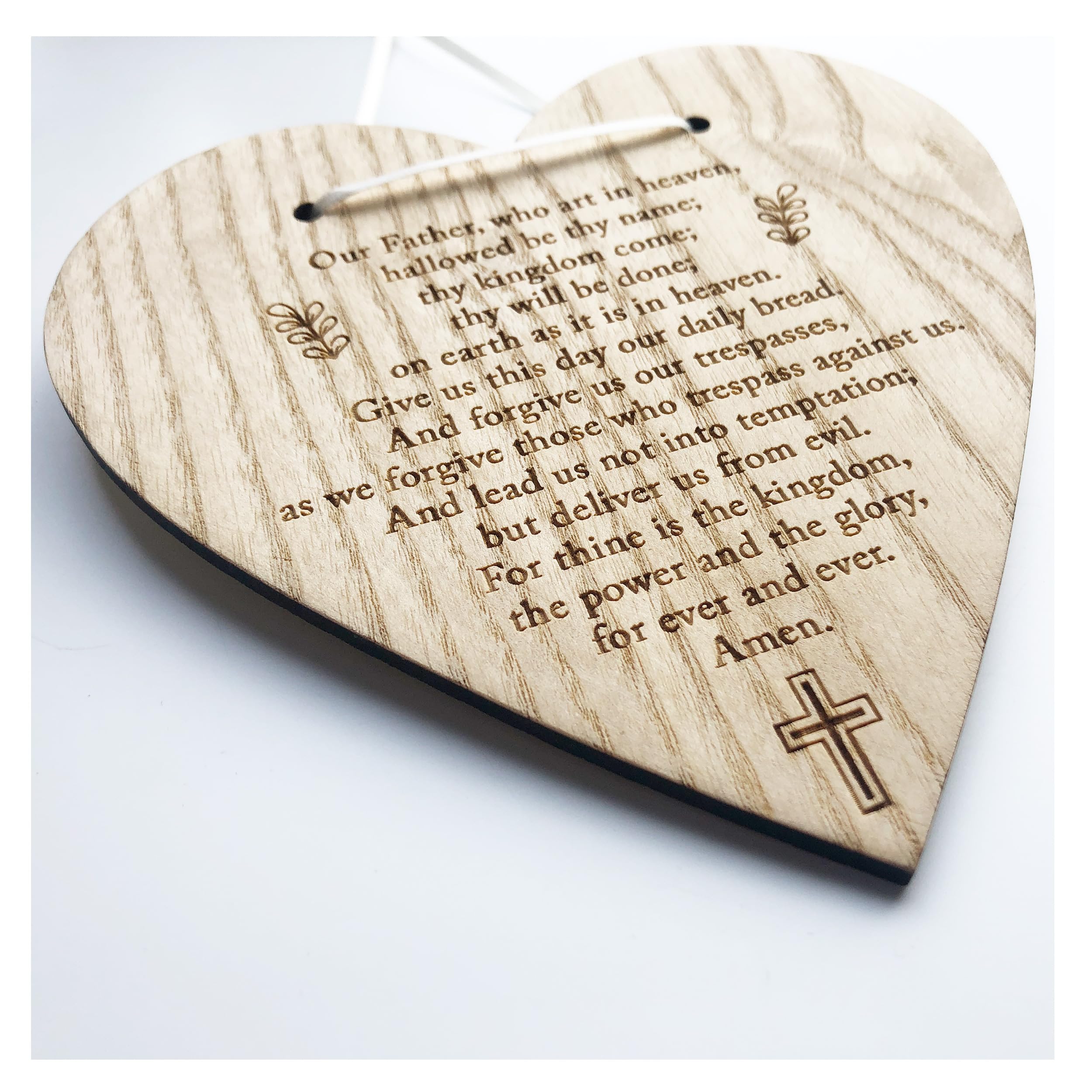 Lovethis** Ash The Lords Prayer Heart Plaque Sign - Christian Gift Religious Keepsake Our Father Cross Crucifix Prayer