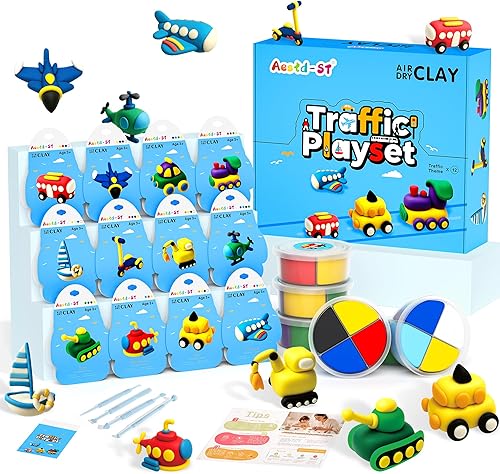 Miniatura 11 de Kit de arcilla seca al aire – tema de animales, arcilla para modelar para niños, arcilla mágica modelo de bricolaje con herramientas de escultura y