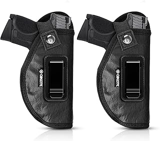 2 Pack ECO Leather Gun Holster, Concealed Carry IWB Holster for Women/Men, Concealment Inside Waistband Holsters for Pistols, Fits Most Midsize/Compact and Sub-Compact - AIKATE