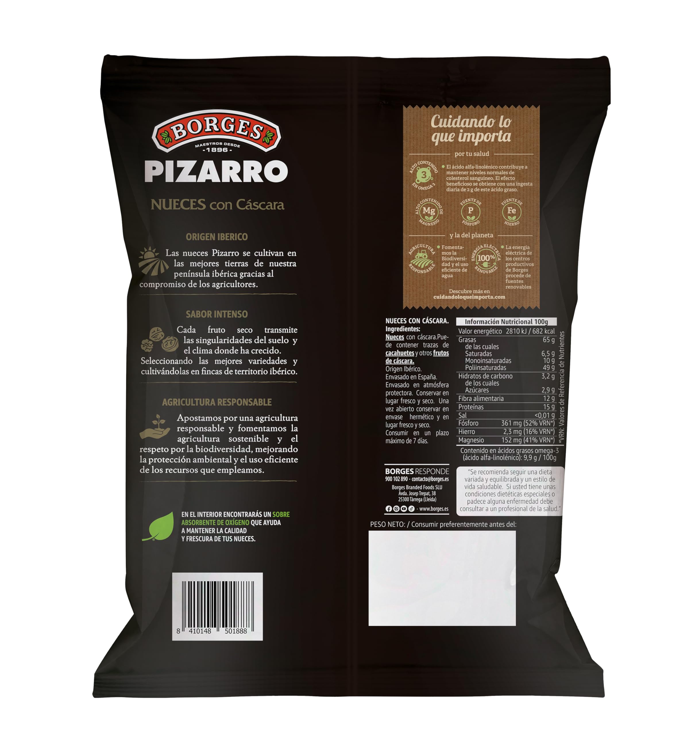 Borges Nueces con Cáscara 500g - Frutos Secos de España - Alto Omega 3