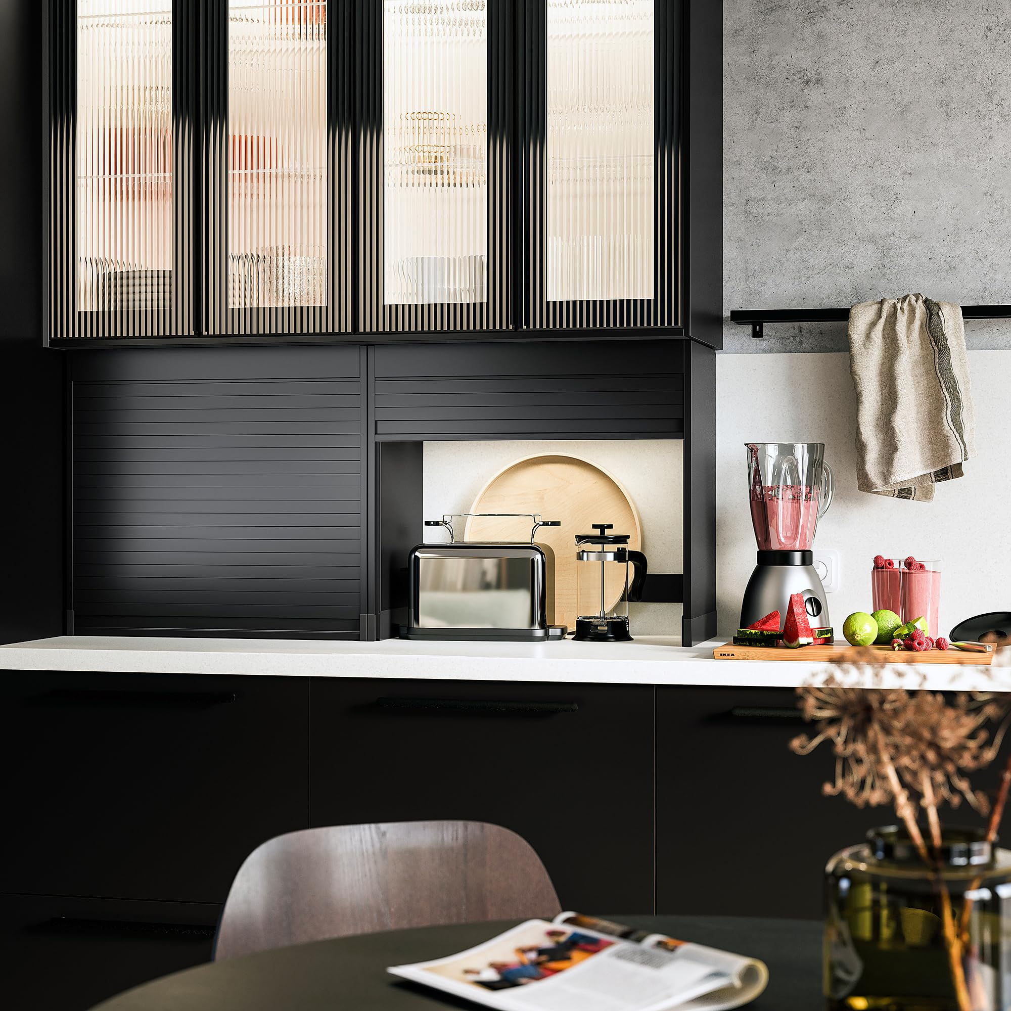 ProTuning TITTEBO Tambour Storage f piccoli elettrodomestici, nero, 60 cm