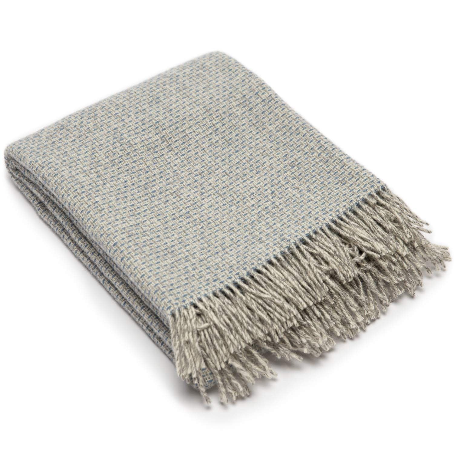 WoolMe 85% wool 15% alpaca THROW BLUE BRUNO, 130 x 180 cm, MADE IN EUROPE, COMES WITH GIFT BOX