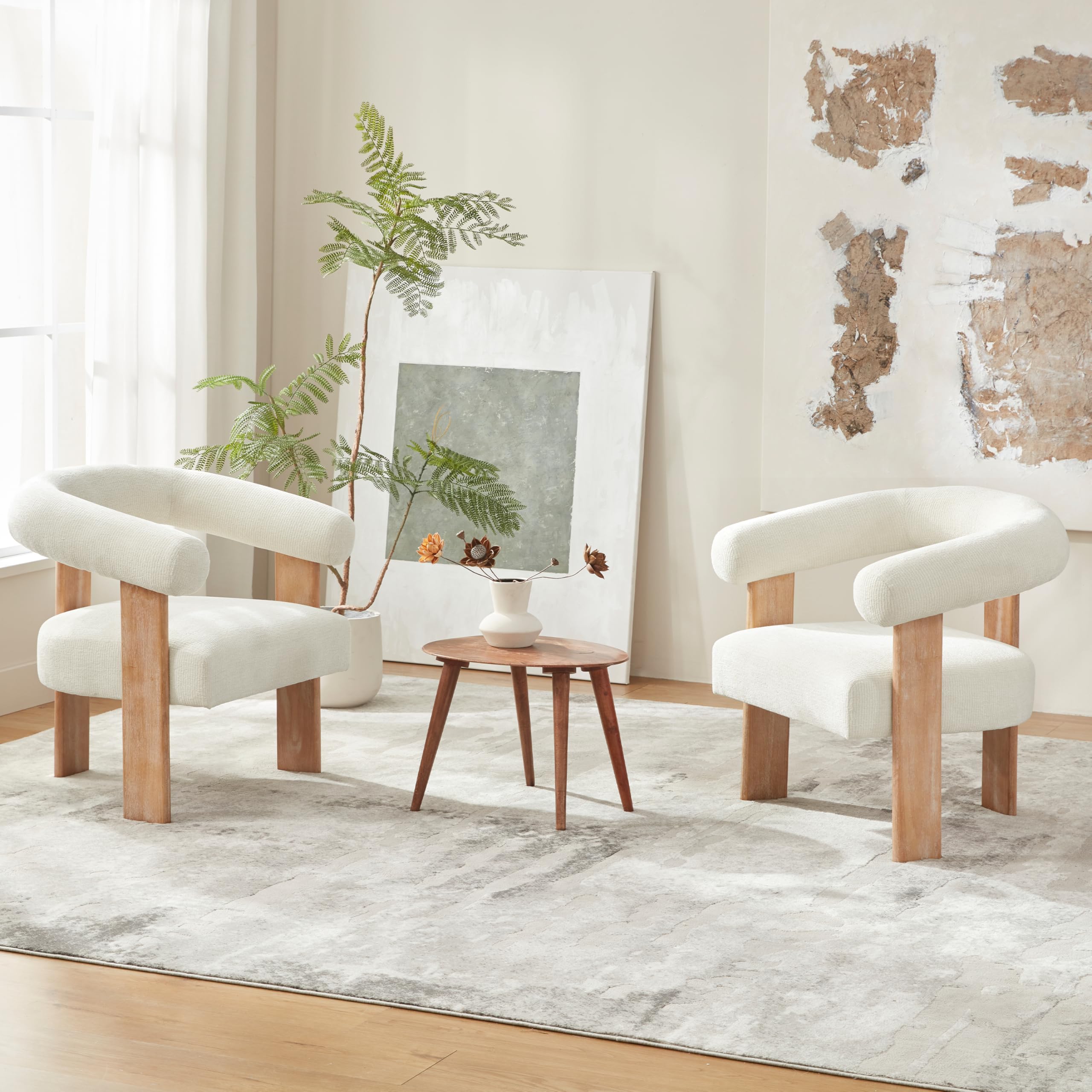 VKNOW Accent Chairs Set of 2 Cream
