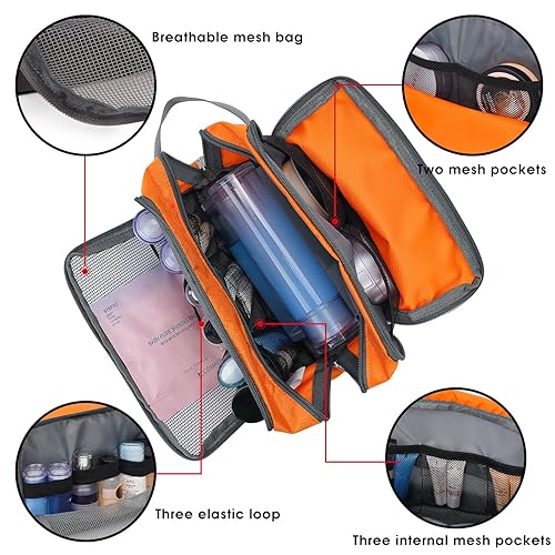 Miniatura 9 de Neceser para hombre Kit de Dopp colgante resistente al agua, bolsa de afeitar pequeña para viajar (azul)