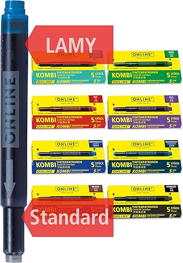 Online 40 x Compatible Lamy Cartridges Colourful, Also for Pelikan, Stabilo etc., Universal Ink Cartridges, Fountain Cartridges, Value Pack Combination Cartridge, Multicolour Replacement Cartridges
