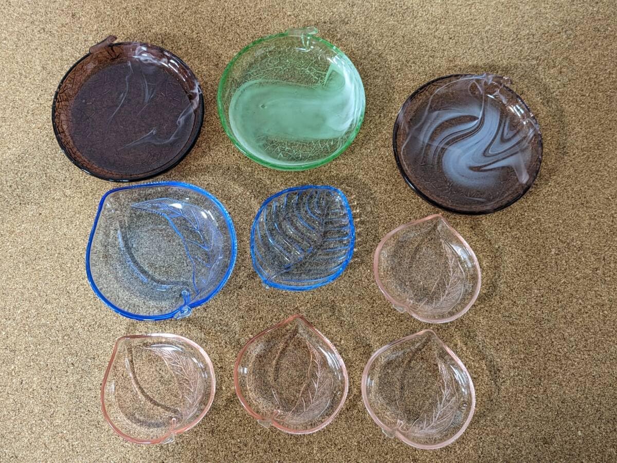 ガラス菓子器メロン型ひび割れ模様