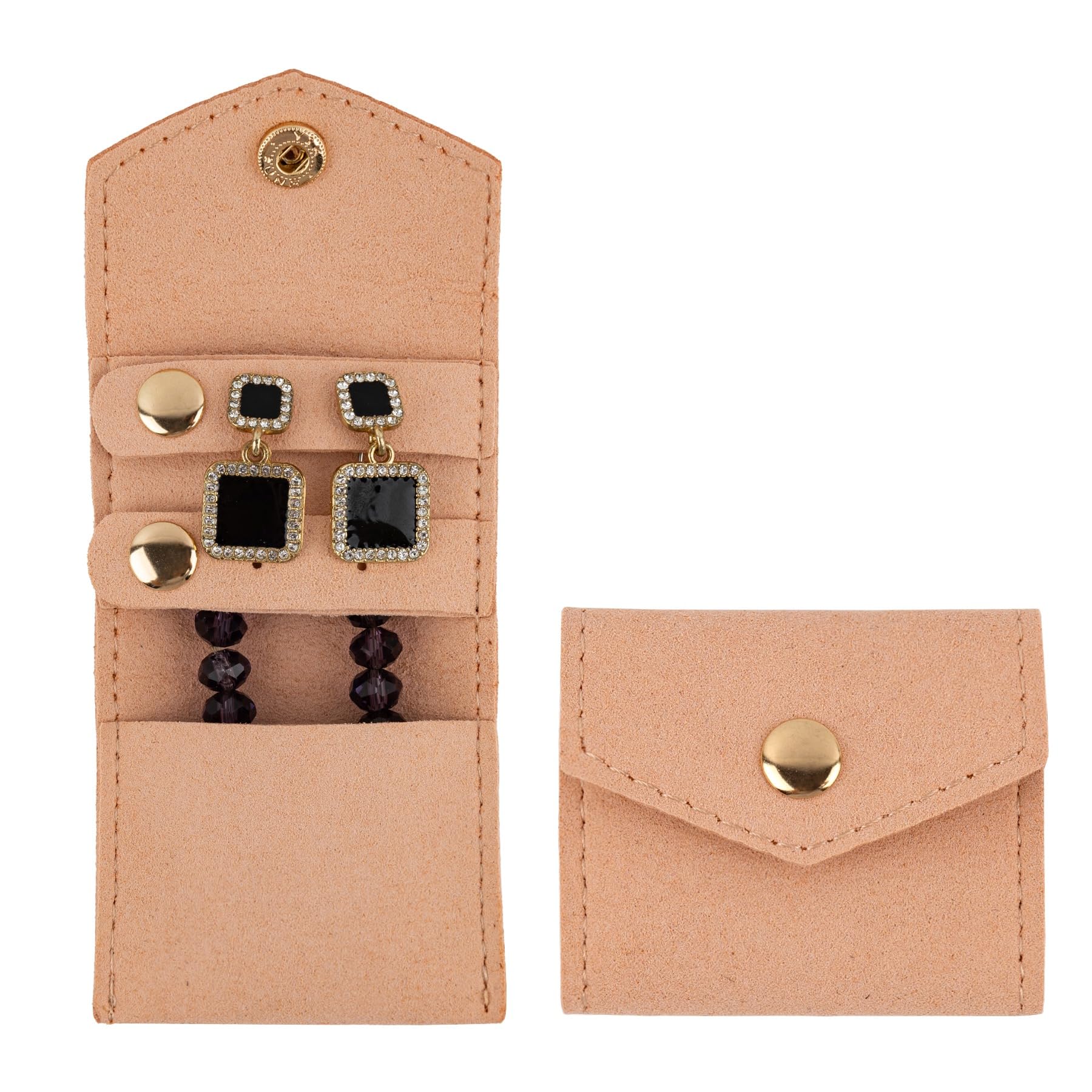 Framendino, 2 Pack Small Velvet Jewelry Pouches Bags Container Mini Organizer Case for Earring Necklace Ring Bracelet (Pink)