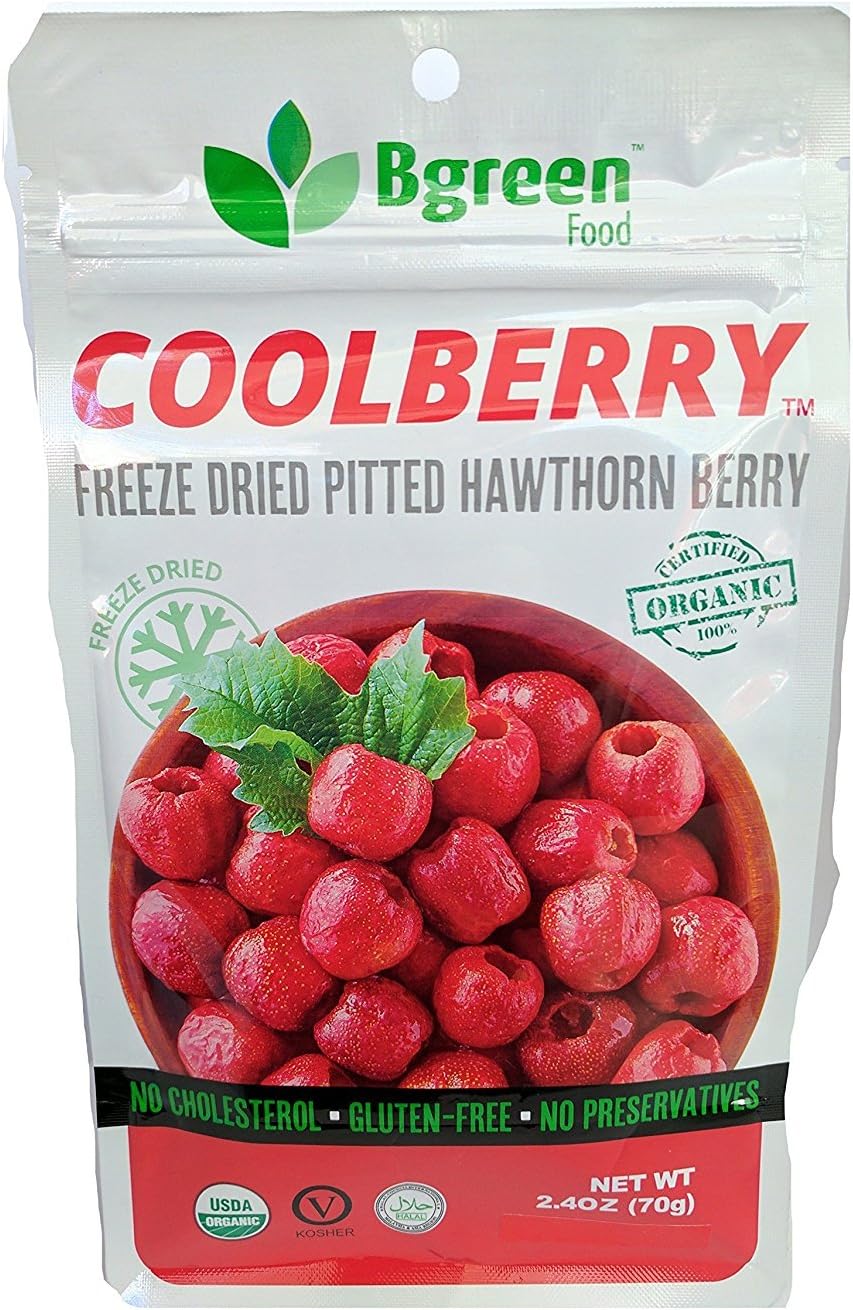 Bgreen- Organic Freeze Dried Hawthorn Berry, USDA Organic, Tea Infusion, Smoothie, Superfood