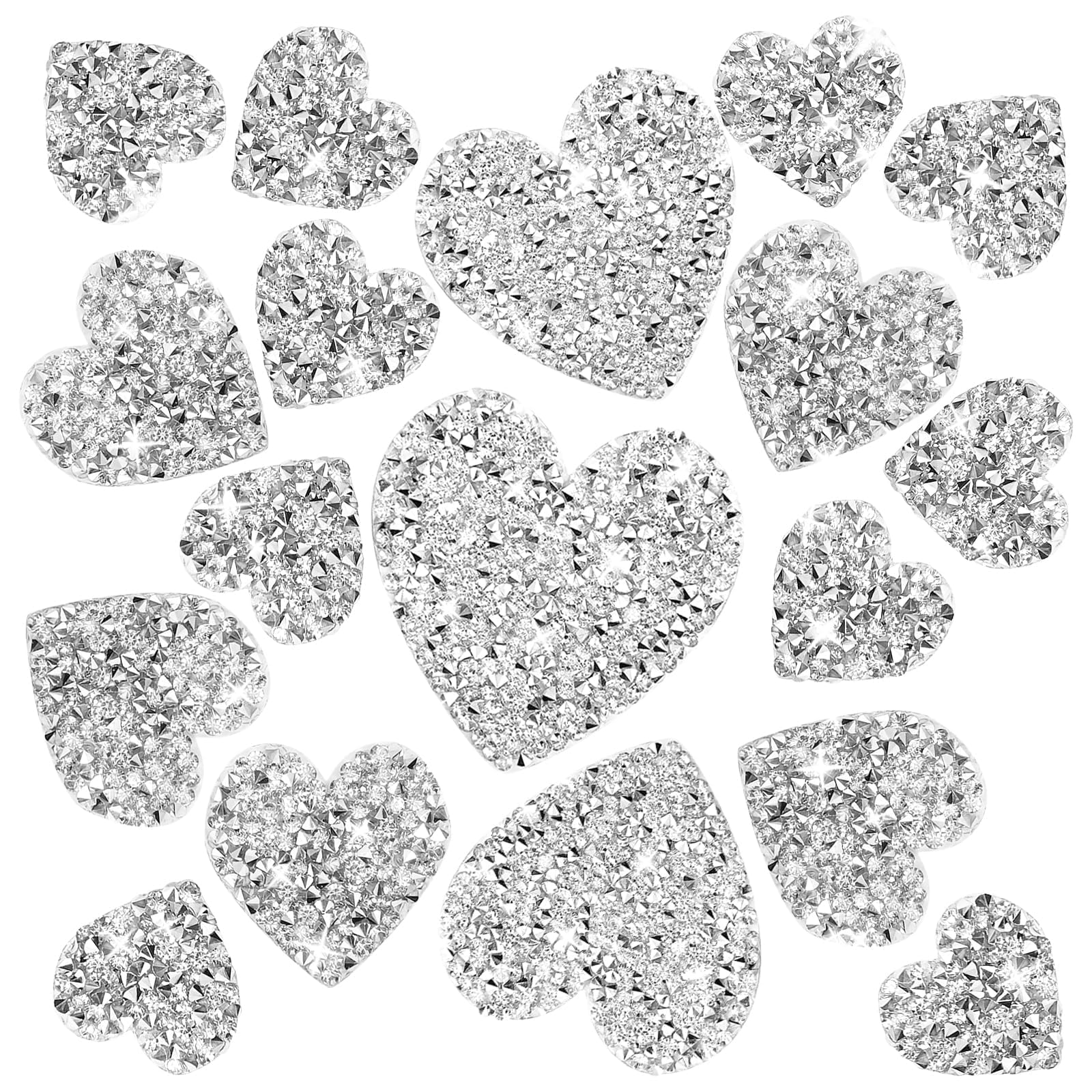 Photo 1 of Naturahand Silver Heart Rhinestone Patches - 18 Pieces