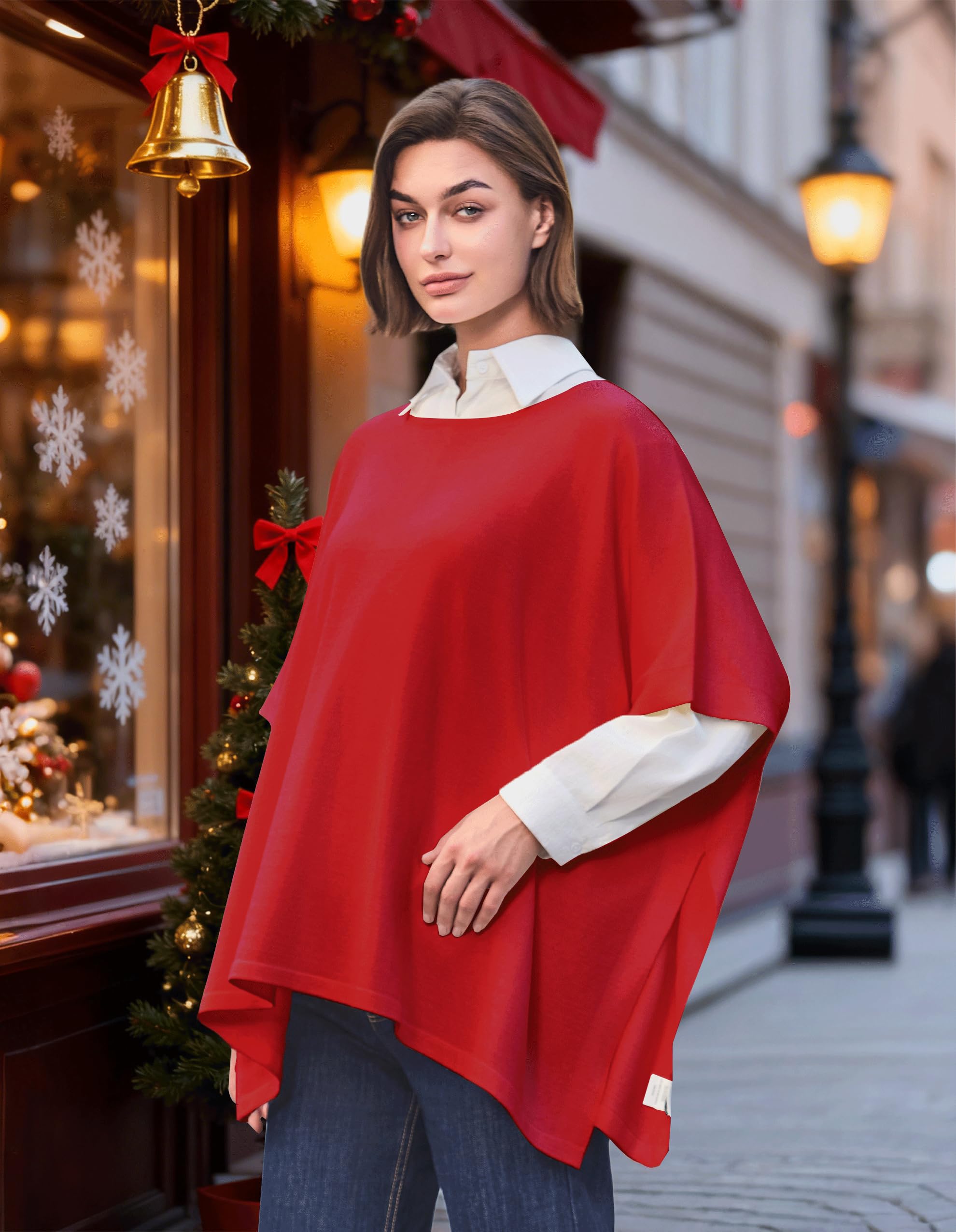 Femmes Poncho Devant Ouvert Cape Châle Pour Automne Hiver