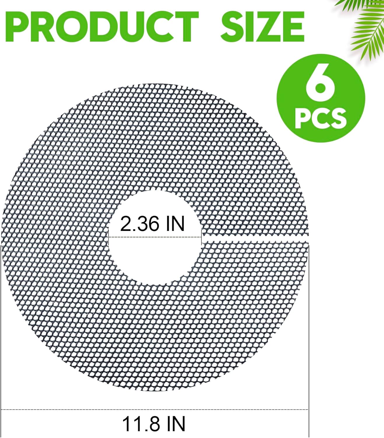 phepetroll 6 Pack Plant Pot Grids - 11.8 Inch Cuttable Soil Cover Protector from Cats, Animals Digging Stopper, Indoor Plant Pot Soil Guard for Outdoor Garden Balcony 11.8In-6Pcs Black
