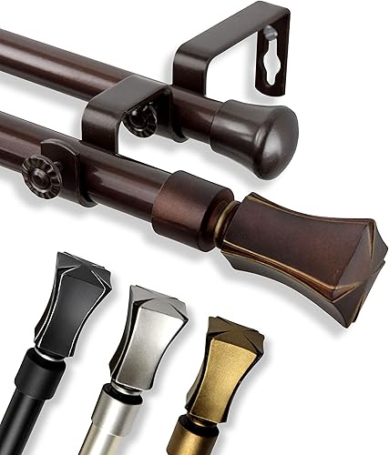 Miniatura 3 de Rod Desyne Fort - Barra de cortina doble, 48 x 84 pulgadas, latón antiguo