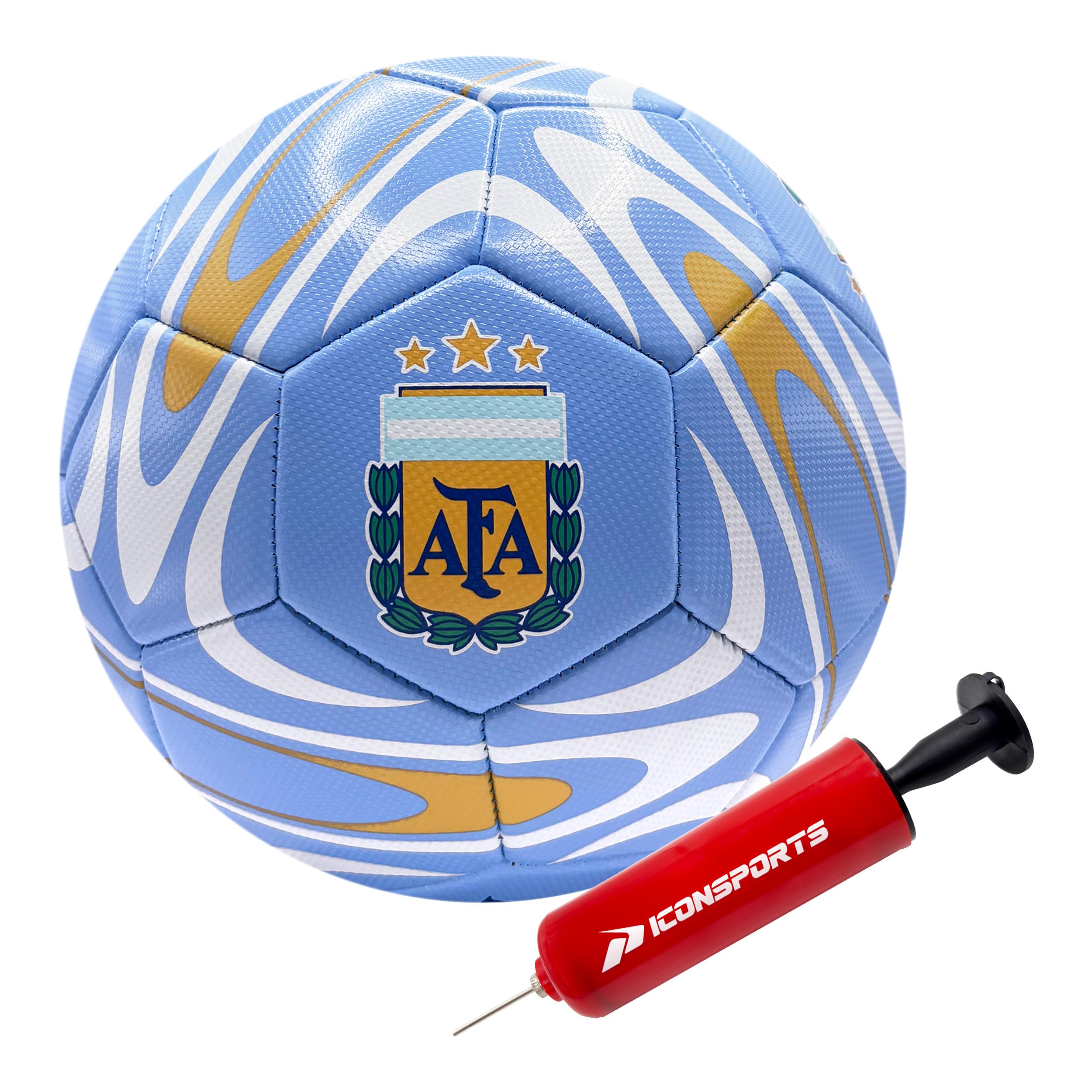 Icon Sports Officially Licensed Argentine Football Association Soccer Ball - AFA188BL Light Blue Size 5