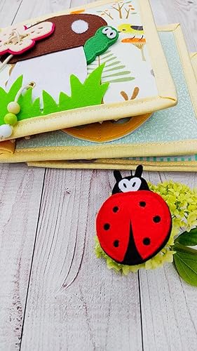 Miniatura 7 de Libro silencioso de león para bebés con animales y frutas, libro de fieltro para habilidades motoras finas, juguete Montessori, libro ocupado de