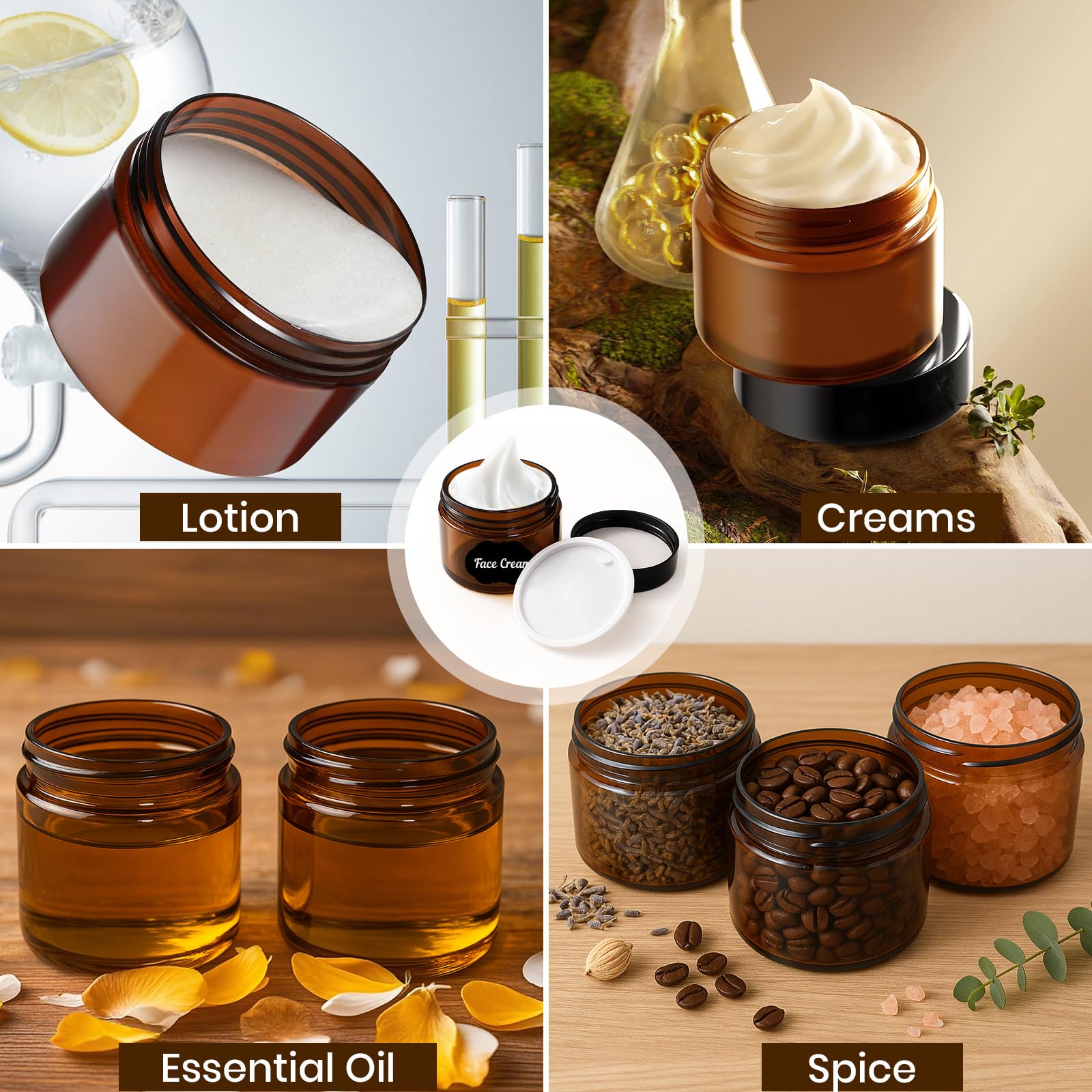 Confezione da 15 barattoli per crema da riempire, contenitori per unguento da 60 ml, color oro per crema, barattoli vuoti per la conservazione di creme, unguenti, oli essenziali e prodotti per il