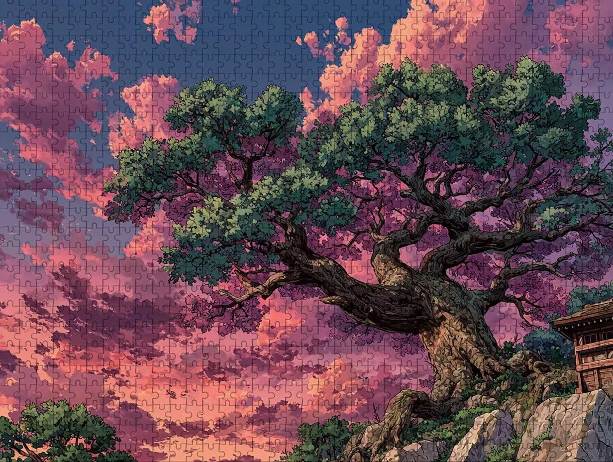 Puzzle Arte con Scatola Albero, Viola Puzzle Legno 3000 Pezzi Adulti 122x81cm, Attività di Intrattenimento ad Alta Difficoltà, DIY Classici Gioco, Jigsaw Per Tutta La Famiglia, Estate Regalo, 6-4704