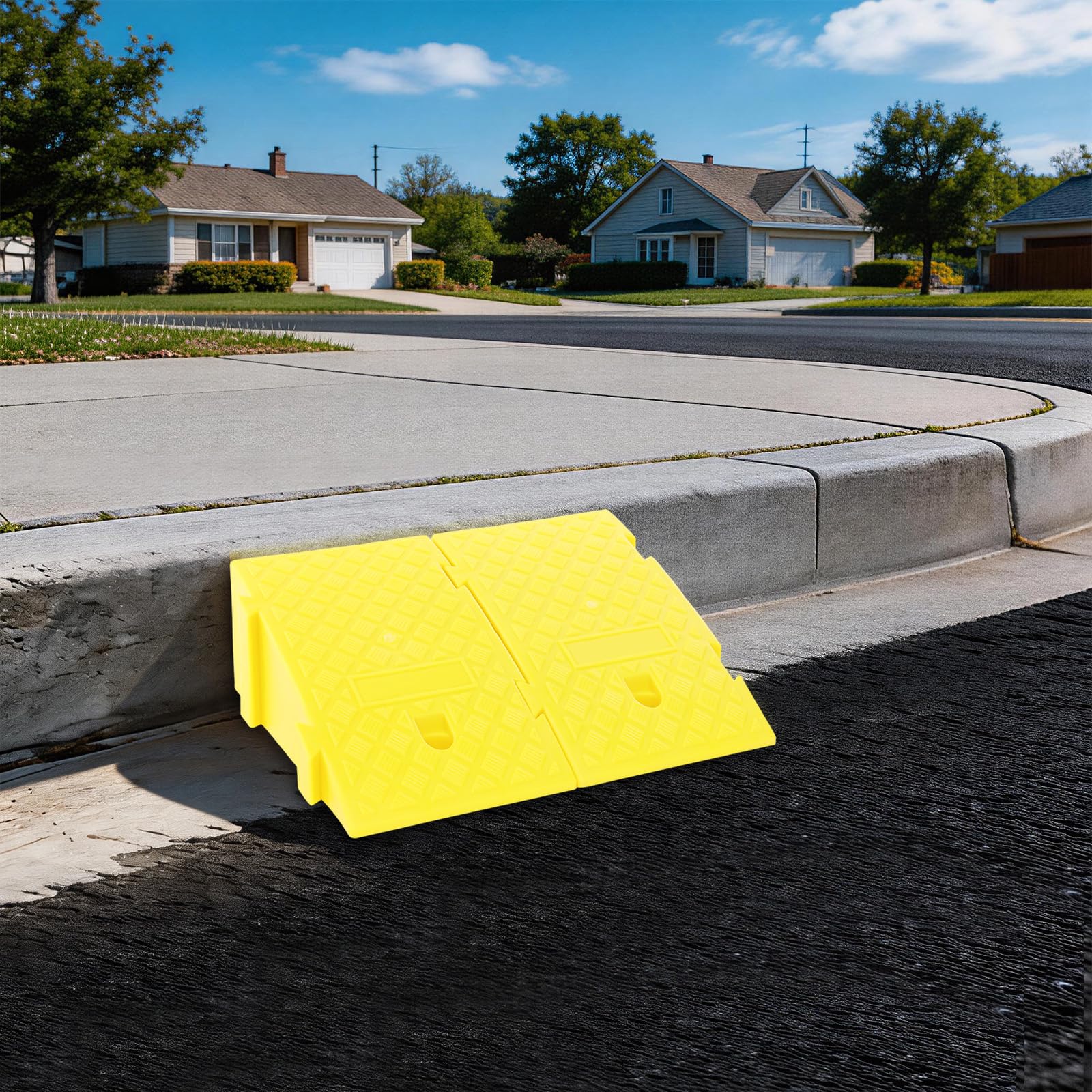 2 pezzi di cordolo rampa da 16 cm di altezza, rampa antiscivolo portatile, rampa per auto assemblabile, 40 x 25 x 16 cm, rampa in plastica per soglia fino a 1,5 tonnellate per bicicletta, moto, sedia