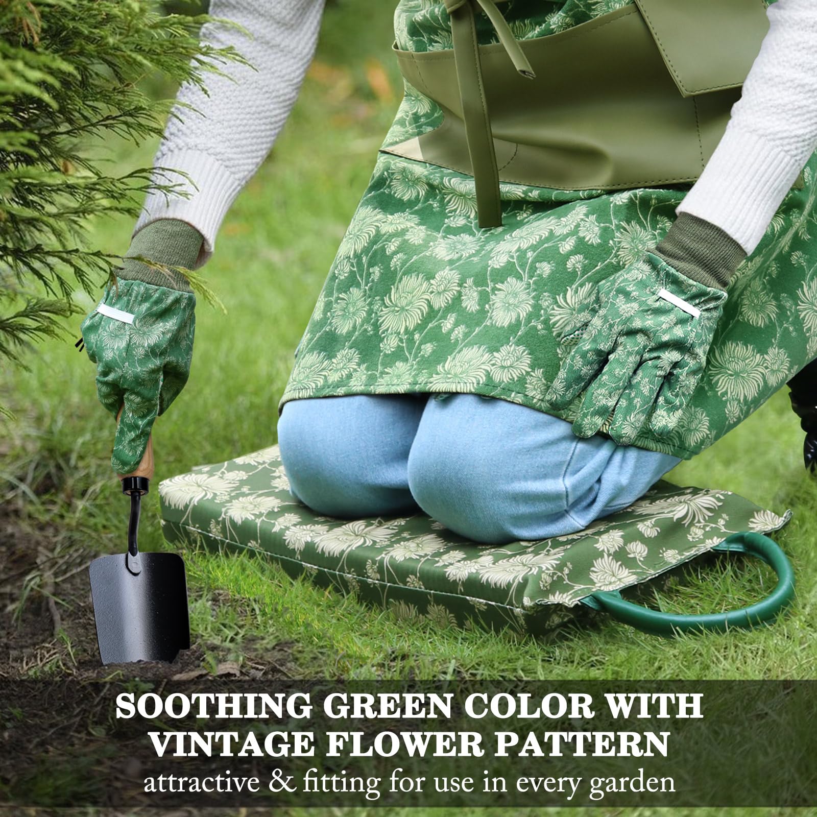 Colwelt Ensemble d'outils de jardin, outils de jardinage durables avec poignée en bois, y compris sac de jardin, genouillère, gants, transplantateur, cultivateur, cadeaux de jardinage pour