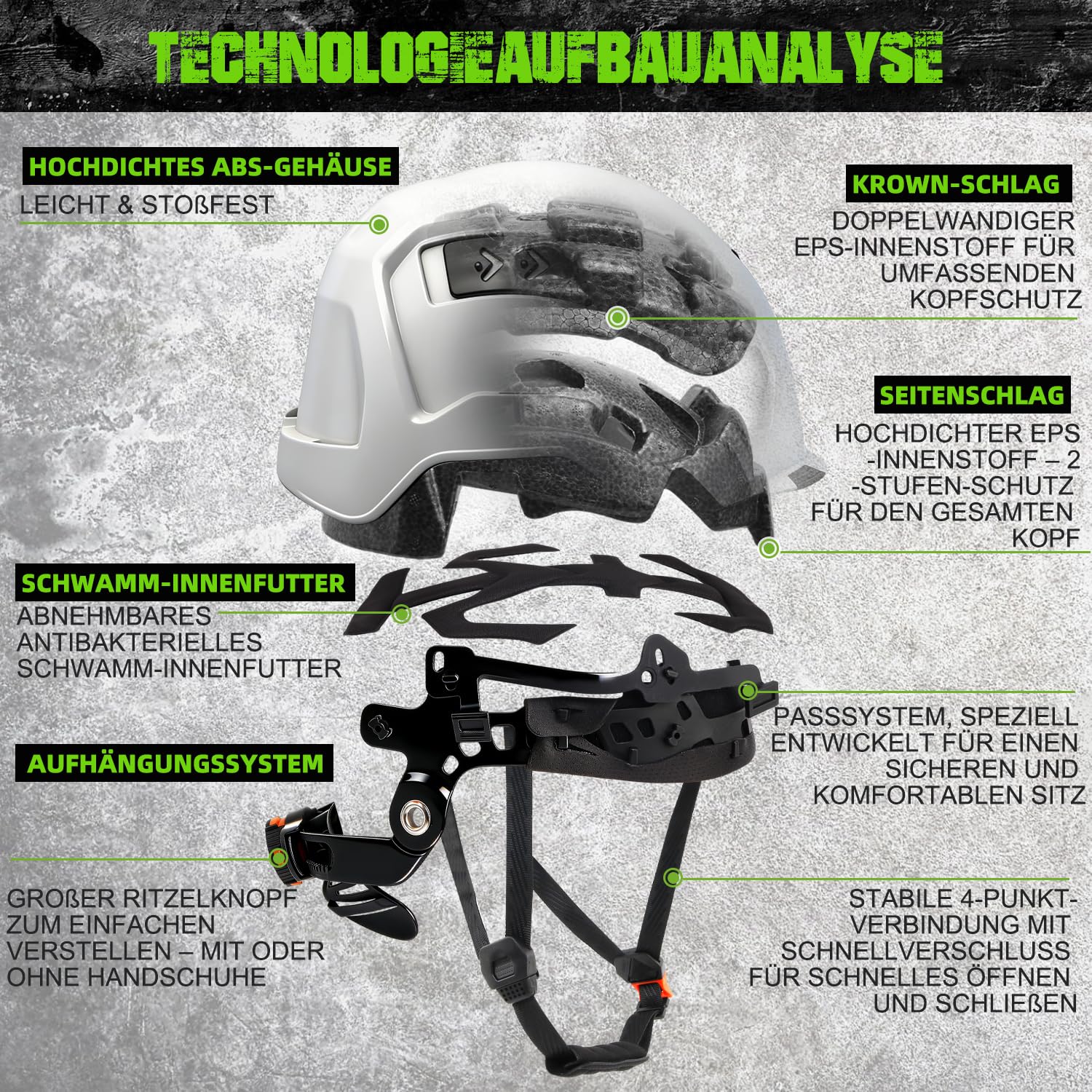 GREEN DEVIL VOLTEK Vent AIR kask przemysłowy dla dorosłych, kask budowlany ABS, certyfikat EN12492, certyfikat EN397, amortyzacja uderzeń i odporność na penetrację, z wszechstronną ochroną