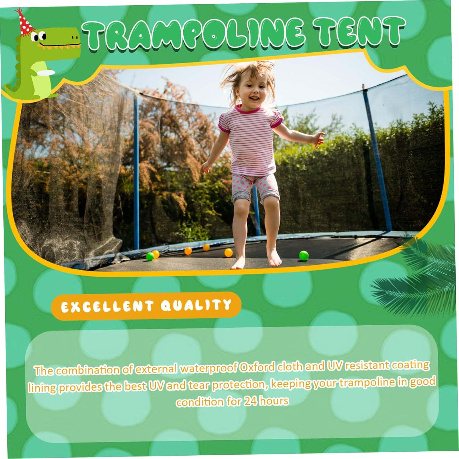 Trampoline Shade Cover, Sun Protection 8ft Trampoline Cover, Waterproof Wind-Resistant Foldable Protective Covers for Outdoor Backyard Playground, Shade