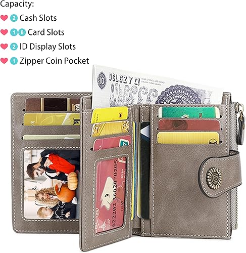 Miniatura 3 de Billetera pequeña personalizada, con nombre grabado, de piel auténtica, con bloqueo RFID, soporte plegable para tarjetas de crédito con bolsillo