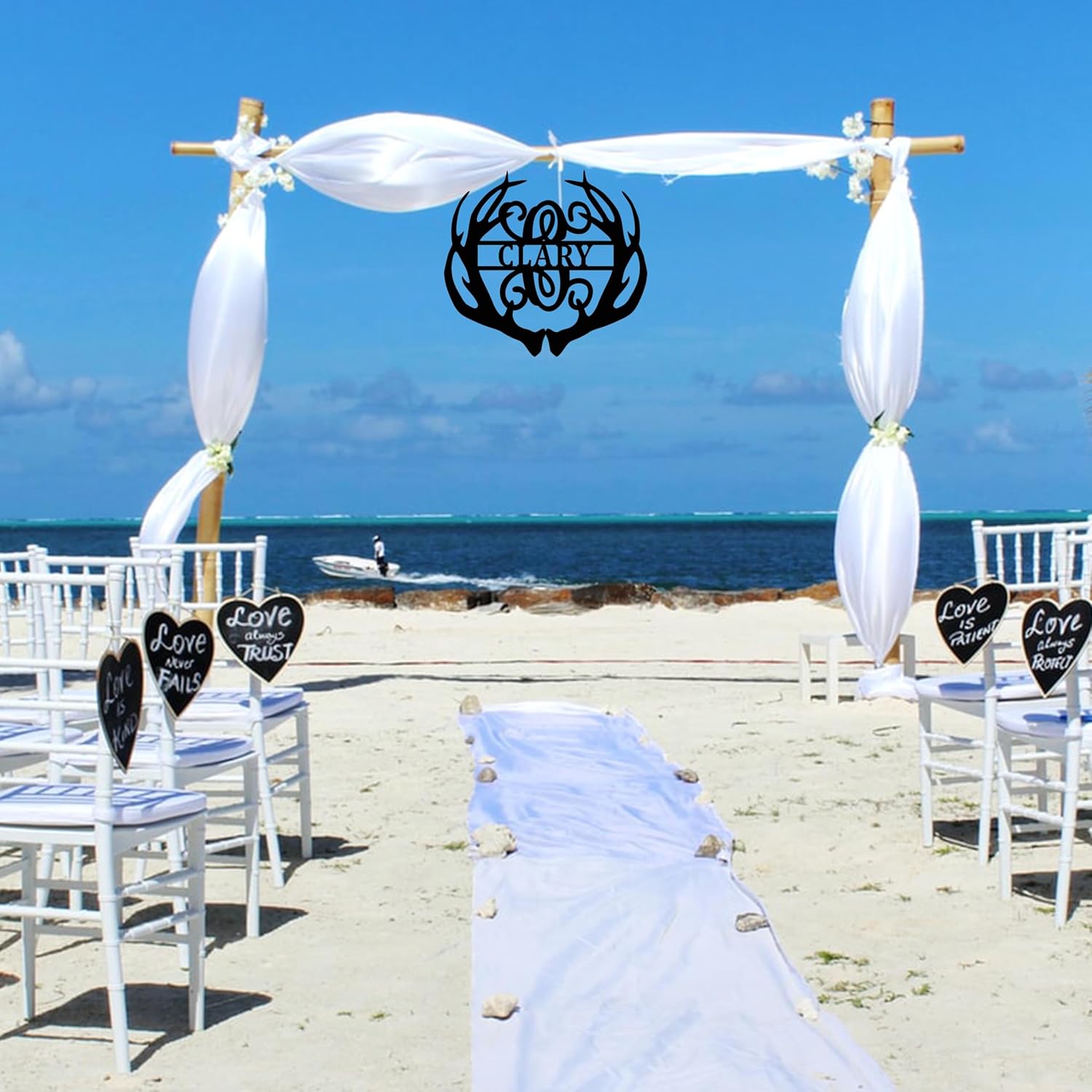 Personalized ACM Metal Sign Deer Antler Decorations for Rustic Home Wall Decor, Customizable Last Name Initial Monogram Sign, Buck Antler Door Hanger, Great Outdoor Hunter Gift (24 Inch)