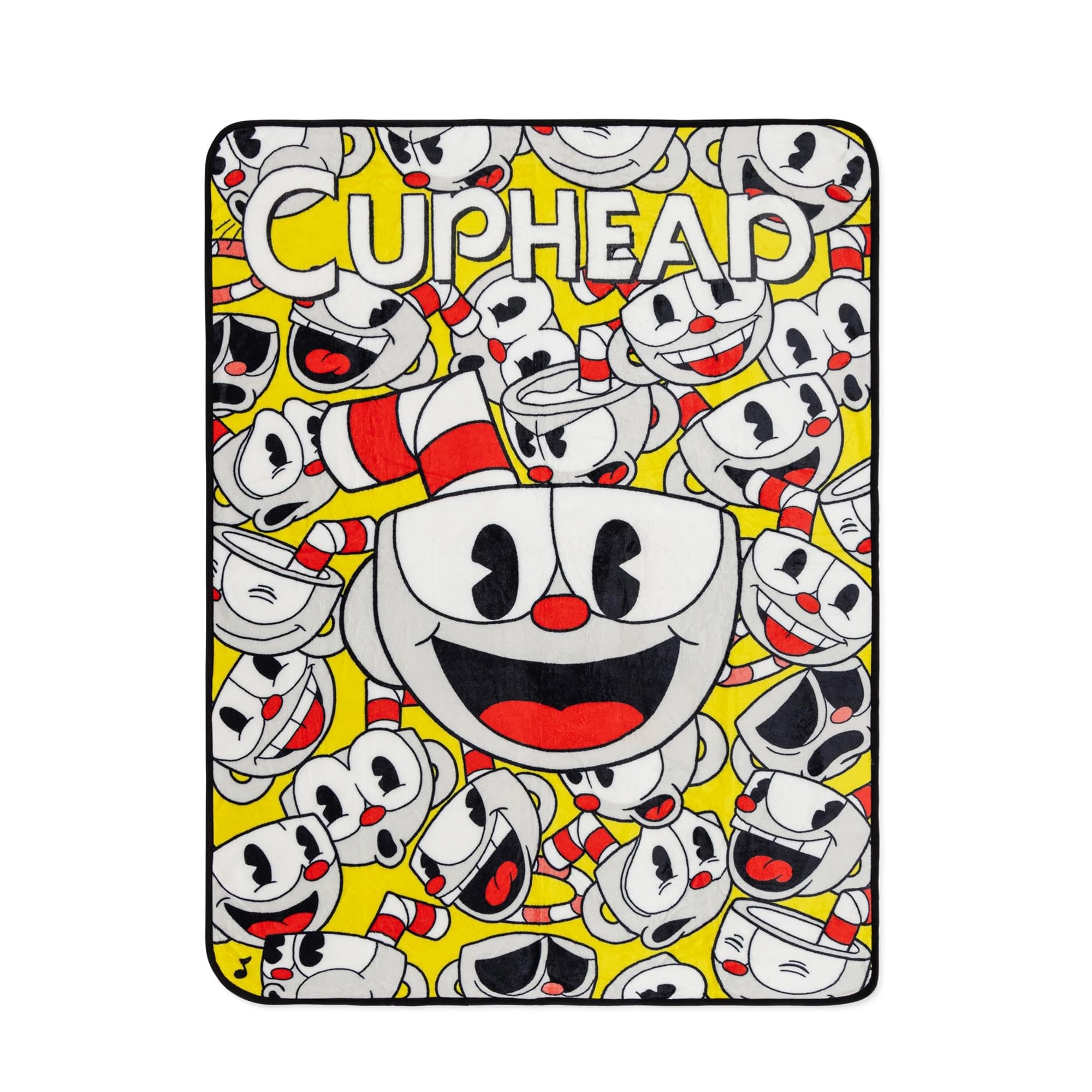 Cuphead Expressions Fleece Throw Blanket | Soft Cover for Sofa, Bed | 45 x 60 Inches