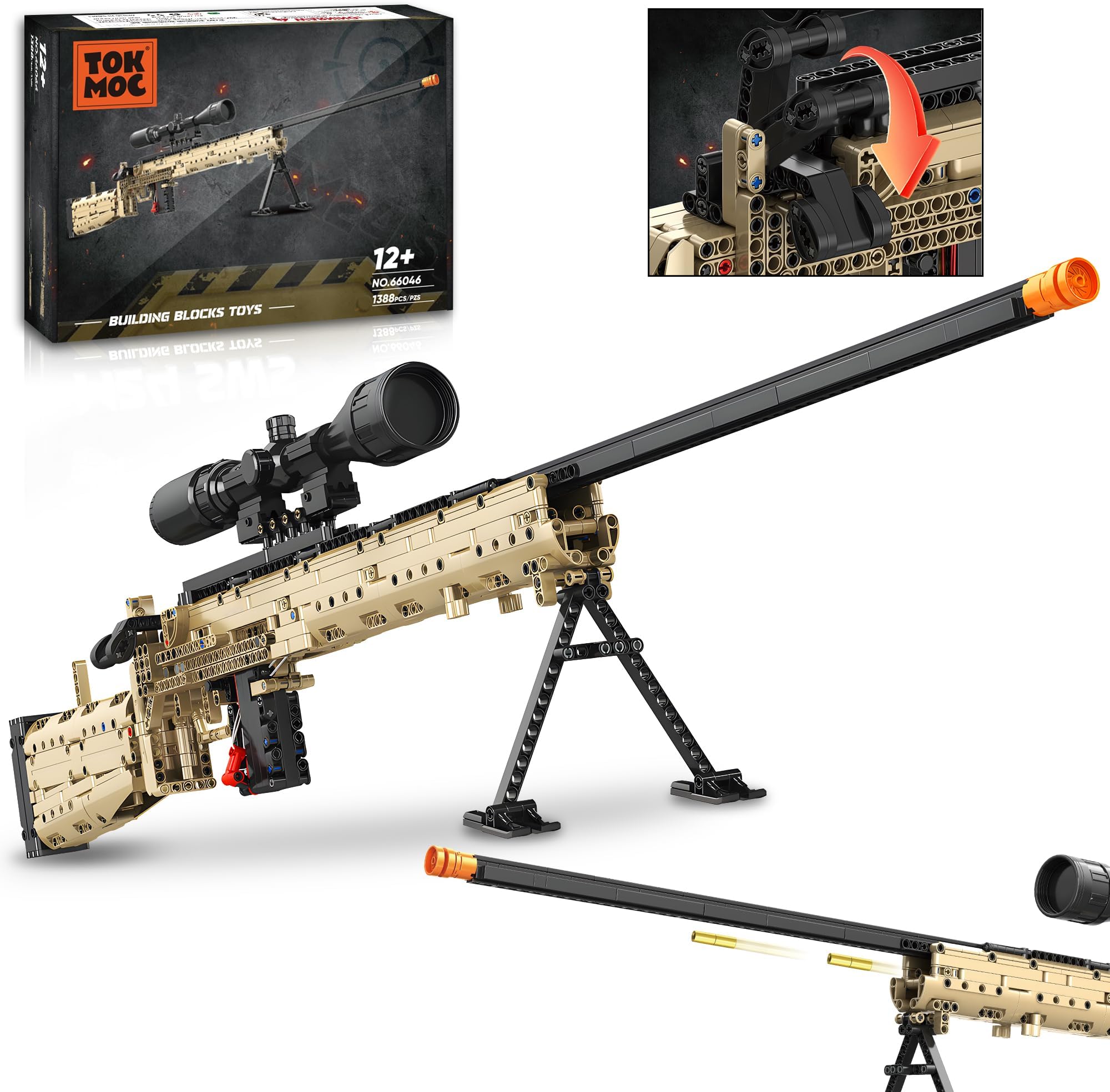 Fluorspar blaster Building Set for Adults, Large Scale Sniper Model Building Kit, Educational DIY Mechanical Assembly Toy for Boys 14+, Collectible Display Gift for Hobbyists, 1388Pcs