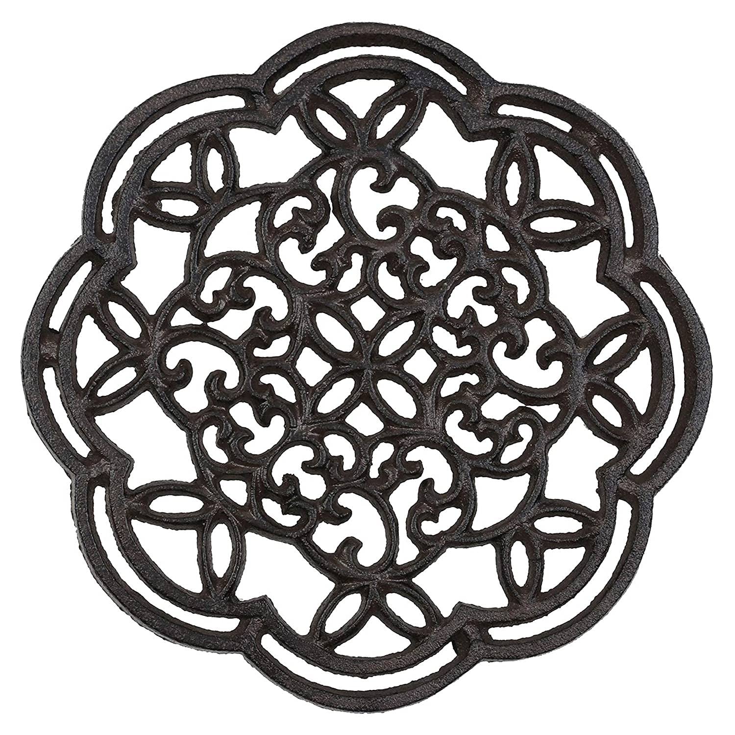 Cookwowe Round Cast Iron Trivet Iron Heat-Insulation Trivet Non- Potholders Vintage Pattern for Kitchen Dining Table Decor