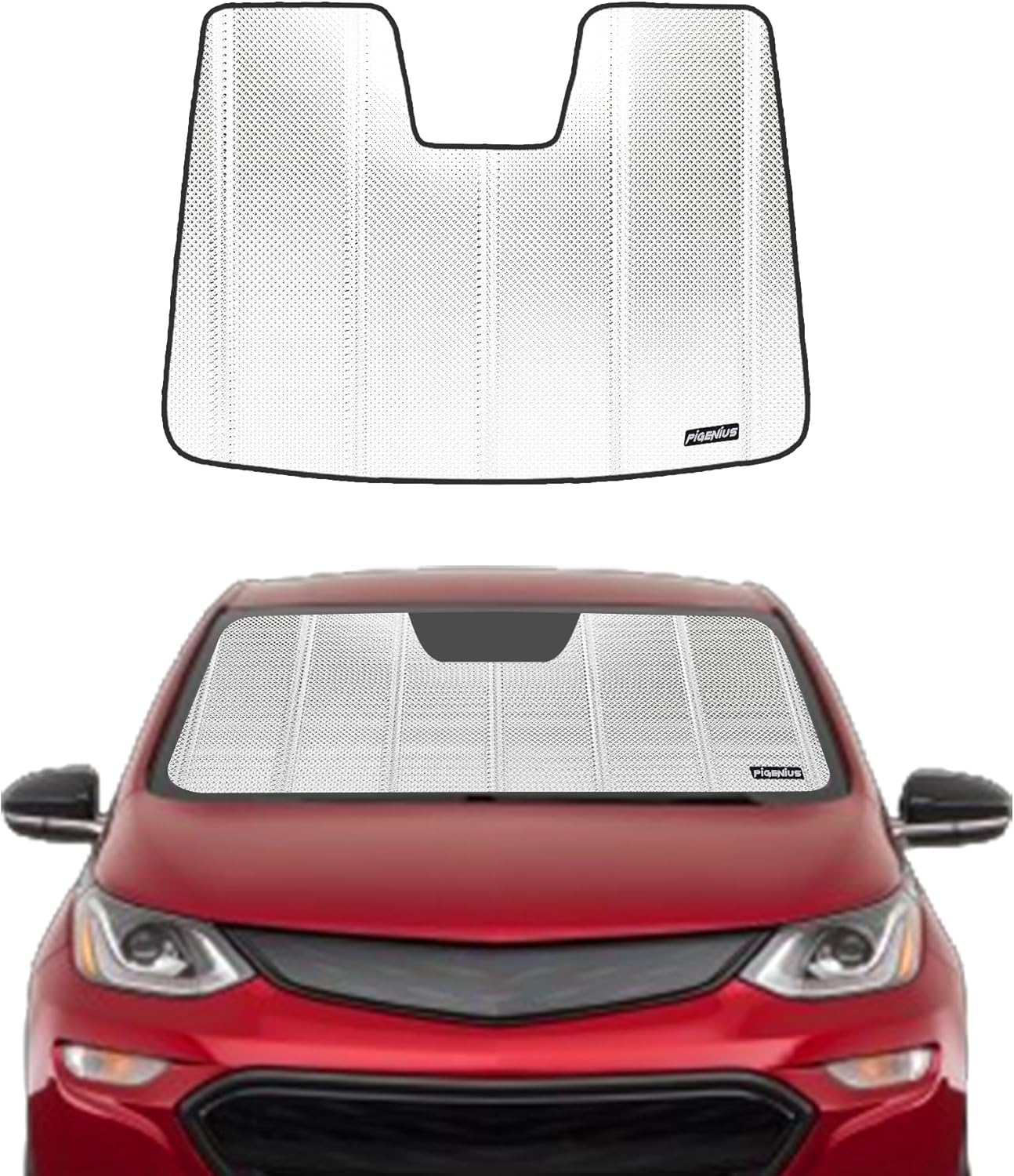 Windshield Sun Shade for Chevrolet Bolt EV 2022-2023. Reflective Aluminum Film Front Window Sunshade - BLAZBLOCK 2022-2023 EV Shiny Silver (Classic)