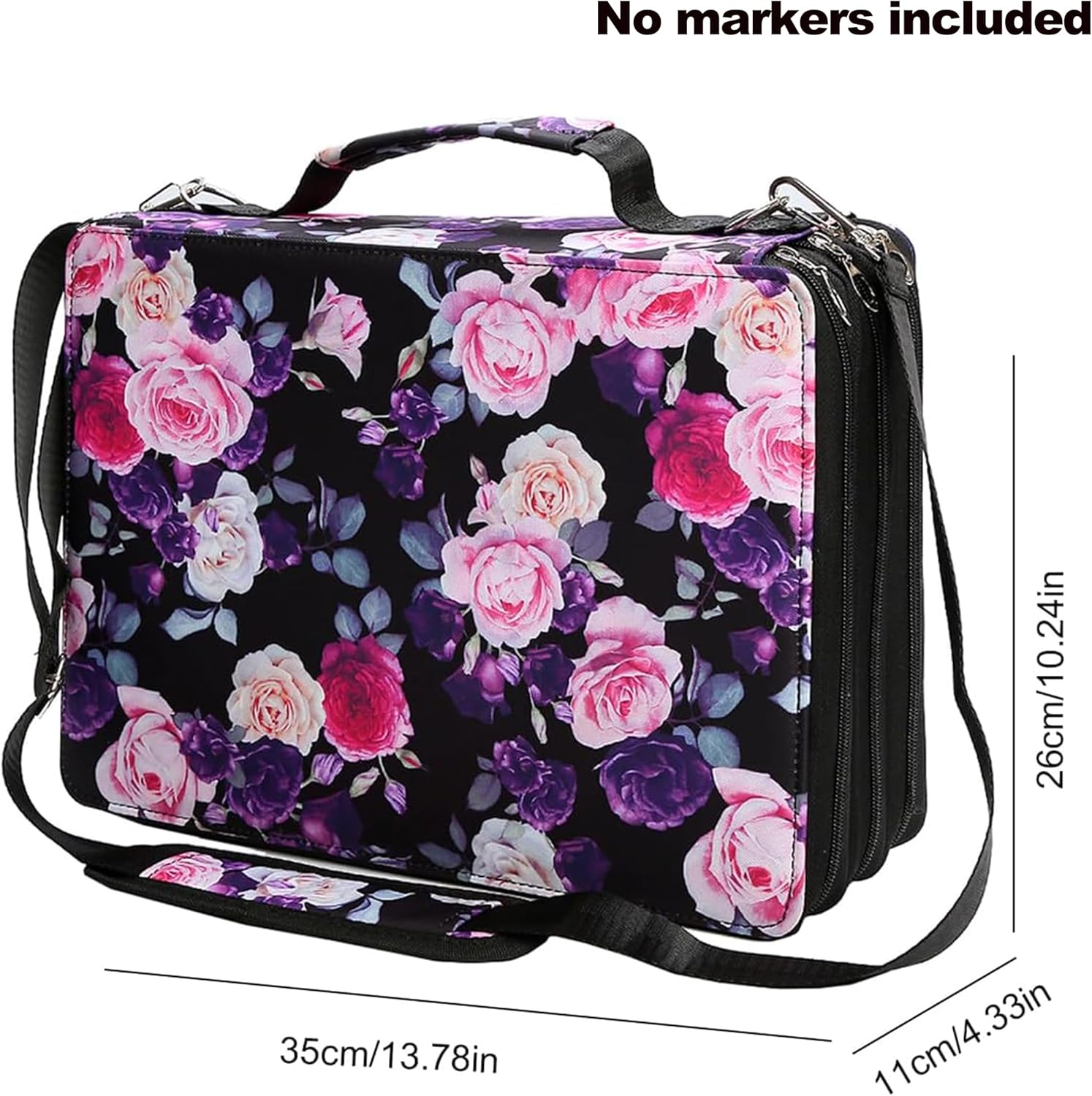 Rose Red Marker Case, 168 Slots Alcohol Marker Case Markers Carrying Bag Holder for Art Sketch Marker, Permanent Paint Marker, Dry Erase Marker, Repair Pen, Color Highlighte Art Supplies